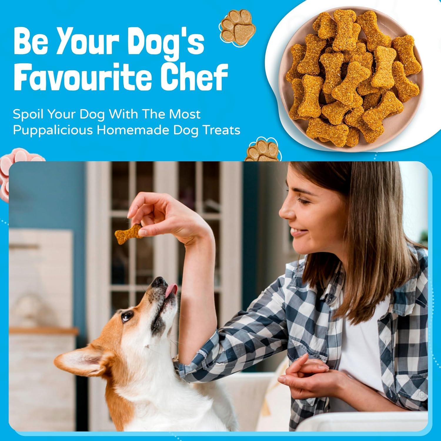 Healthy Vet-Approved Dog Treats Set - Silicone Molds & Cookie Cutters for Homemade Puppy Snacks, Paws & Bones Shapes, Food-Grade Safe for Candy & Dog Ice Cubes - Perfect for DIY Dog Treats, Birthday Parties & Pet Training Rewards
