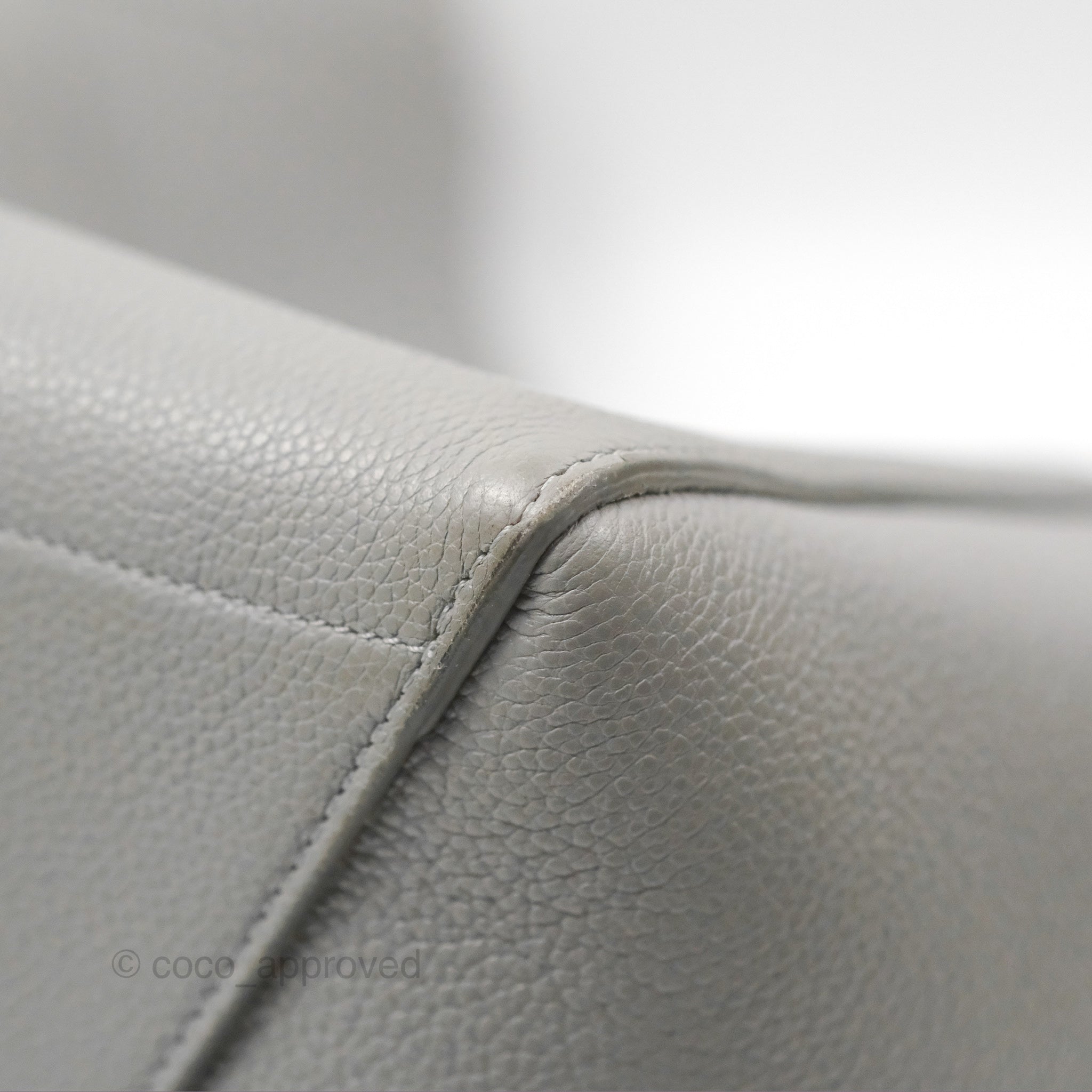 Celine Sangle Bucket Bag in Grey Grained Calfskin Leather - Luxury Crossbody Shoulder Bag for Women, Perfect for Work, Travel & Everyday Use