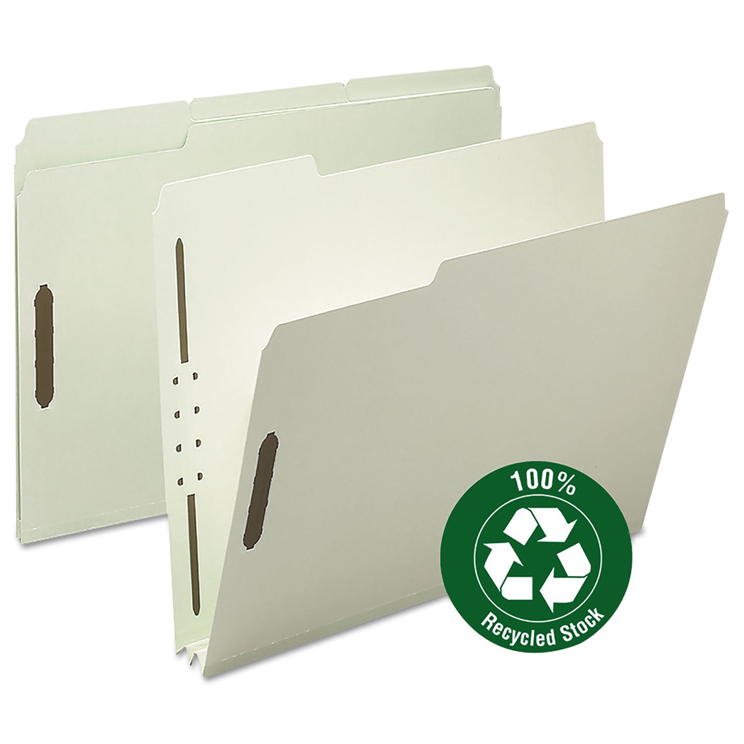 100% Recycled Pressboard Fastener Folders - Letter Size, Gray Green, 25/Box - Eco-Friendly Office Filing & Document Organization for Home & Business Use