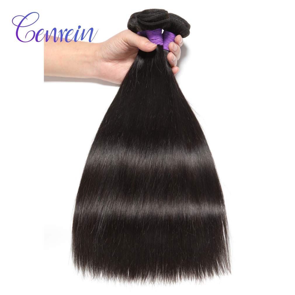 10A Peruvian Straight Human Hair Bundles - 3 Bundles (12 14 16 Inch, 300g) 100% Unprocessed Remy Virgin Hair Extensions for Women - Natural Black Color for Daily Styling, Party & Wedding Hairstyles