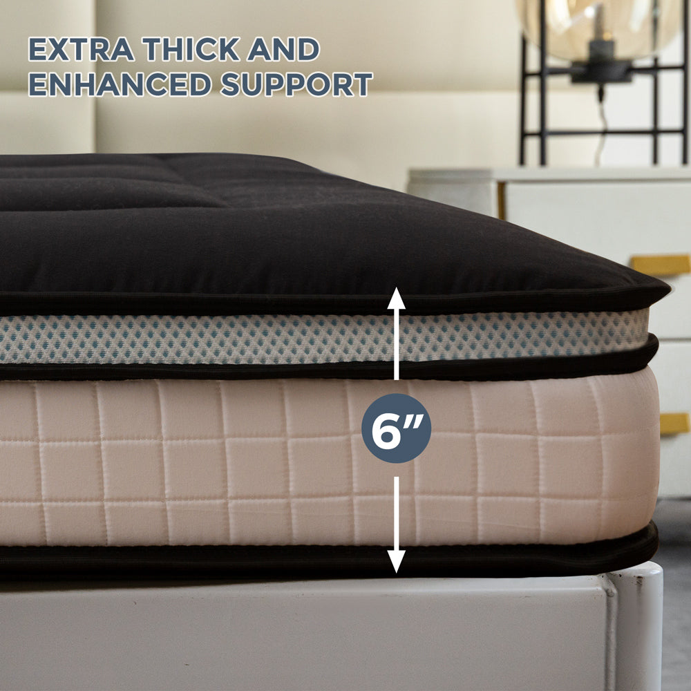 MAXYOYO 6-Inch Extra Thick Japanese Futon Mattress - Premium Diamond Quilted Floor Bed for Bedroom & Guest Room - Black - Perfect for Small Spaces, Studio Apartments & Minimalist Home Decor