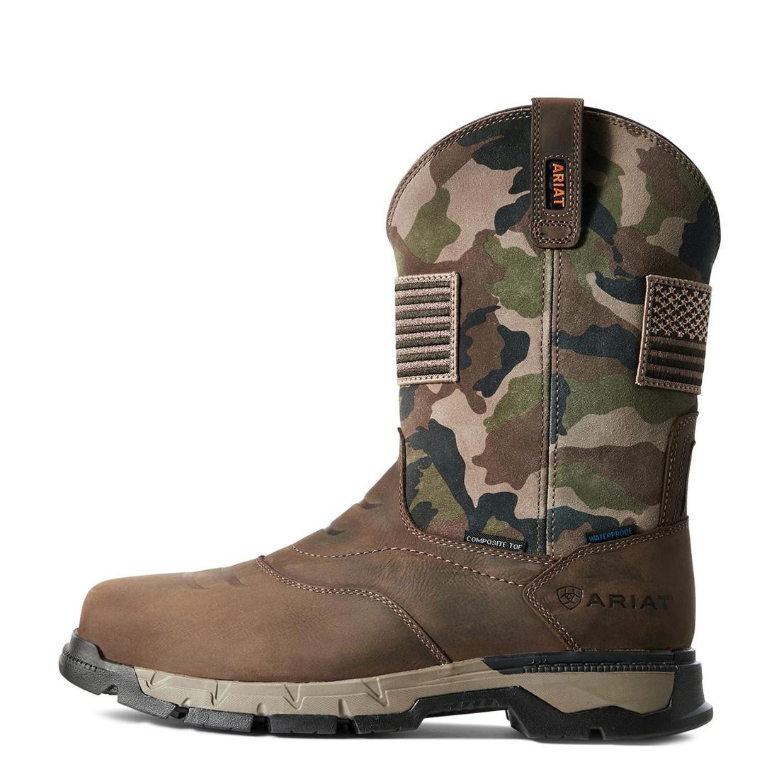**Rebar Flex Patriot Composite Toe Waterproof Work Boots for Men - Dark Brown - Slip Resistant & Comfortable for Construction, Hiking & Outdoor Work**