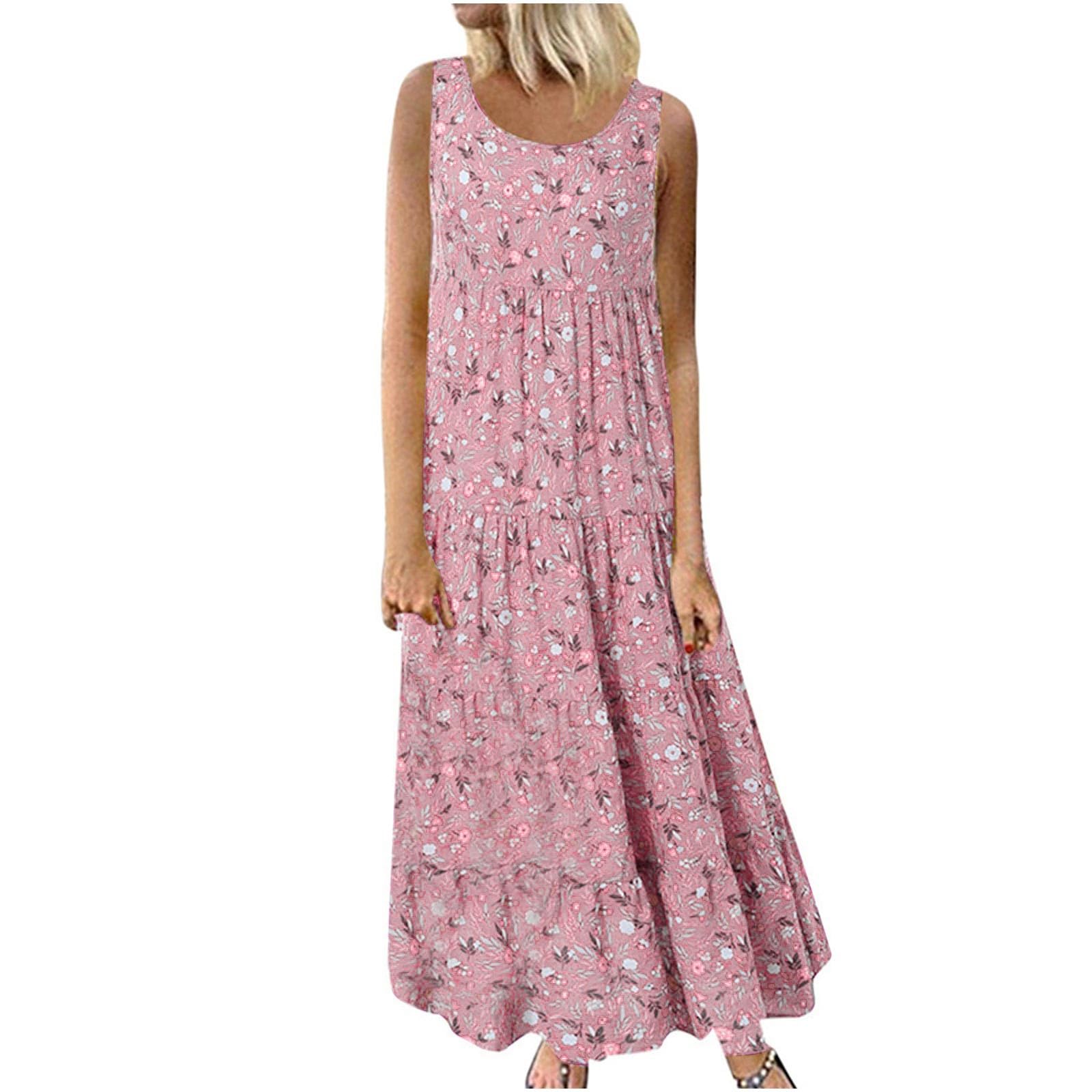 **Women's Plus Size Floral Linen Maxi Dress - Casual Sleeveless Long Dress for Daily Wear, Cocktail Party, Work, Evening Gowns & Holiday Events (UK Size) | Perfect for Summer, Halloween & Christmas**