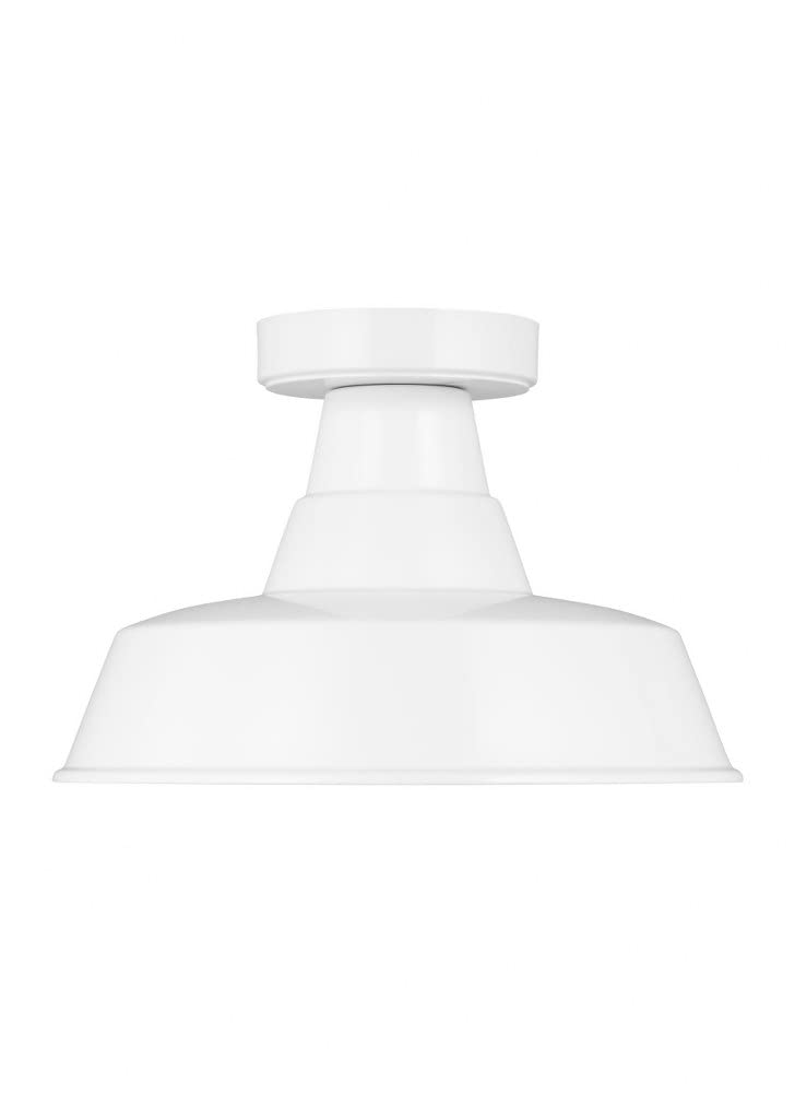 Generation Lighting 1-Light Barn Light Outdoor Ceiling Lamp - White 7837401-15, Flush Mount Farmhouse Ceiling Fixture for Porch, Garage & Patio - Compatible with LED Bulbs - Weatherproof Exterior Lighting for Home & Garden Decor