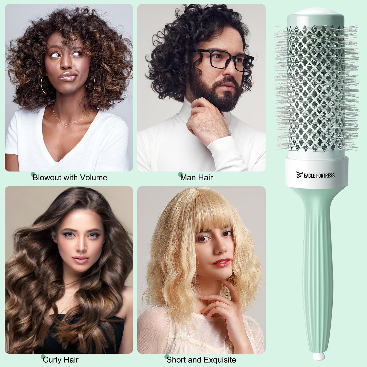 Professional Ceramic Ionic Round Hair Brush for Blow Drying & Styling - 1.69 Inch Volumizing Blowout Brush with Innovative Bristle Design for Bangs, Smoothing & Salon-Quality Results - Perfect for Home Use & Professional Styling