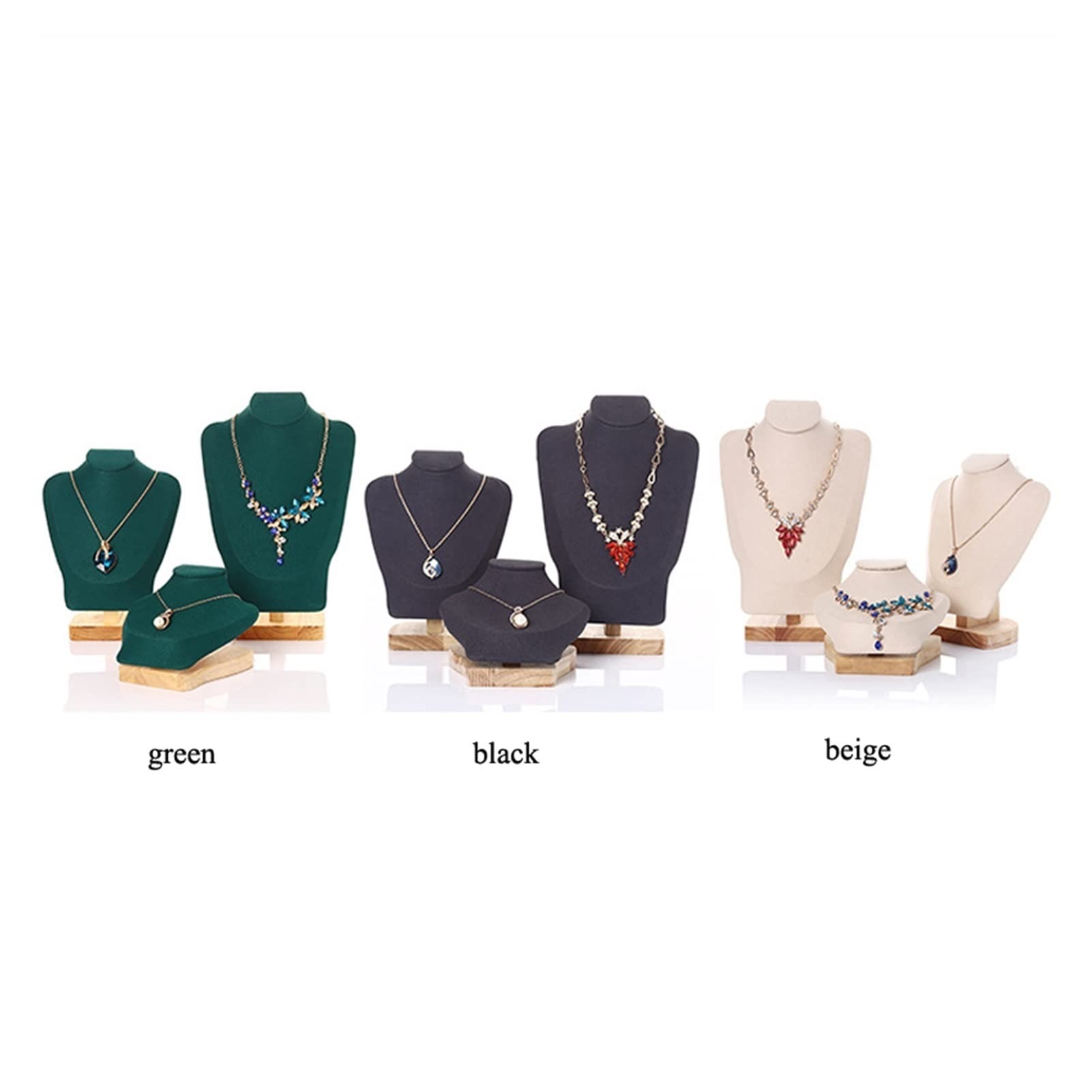 Velvet Jewelry Display Stand - Small Green Necklace Bust Hanger for Pendant & Chain Storage - Perfect for Boutique, Jewelry Store & Home Organizer