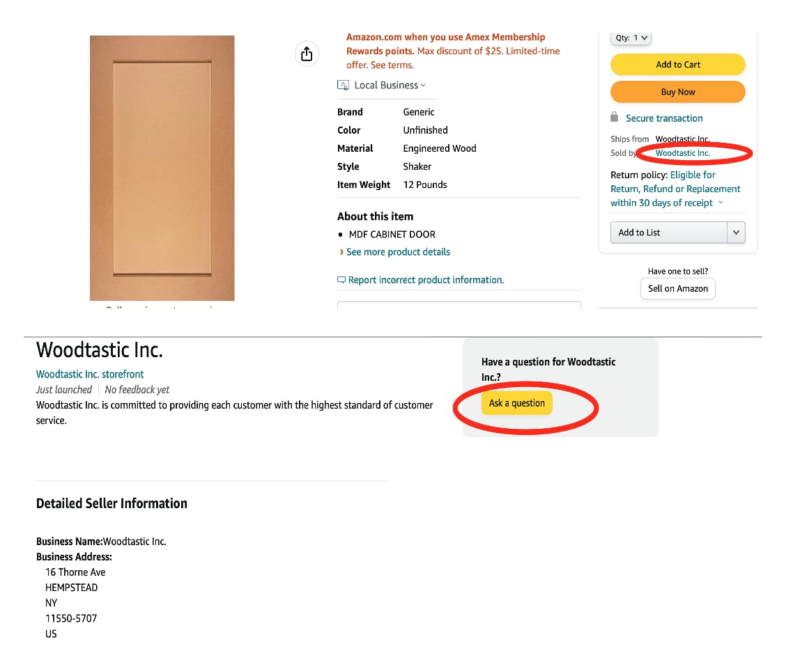 Unfinished MDF Shaker Style Cabinet Door - 20