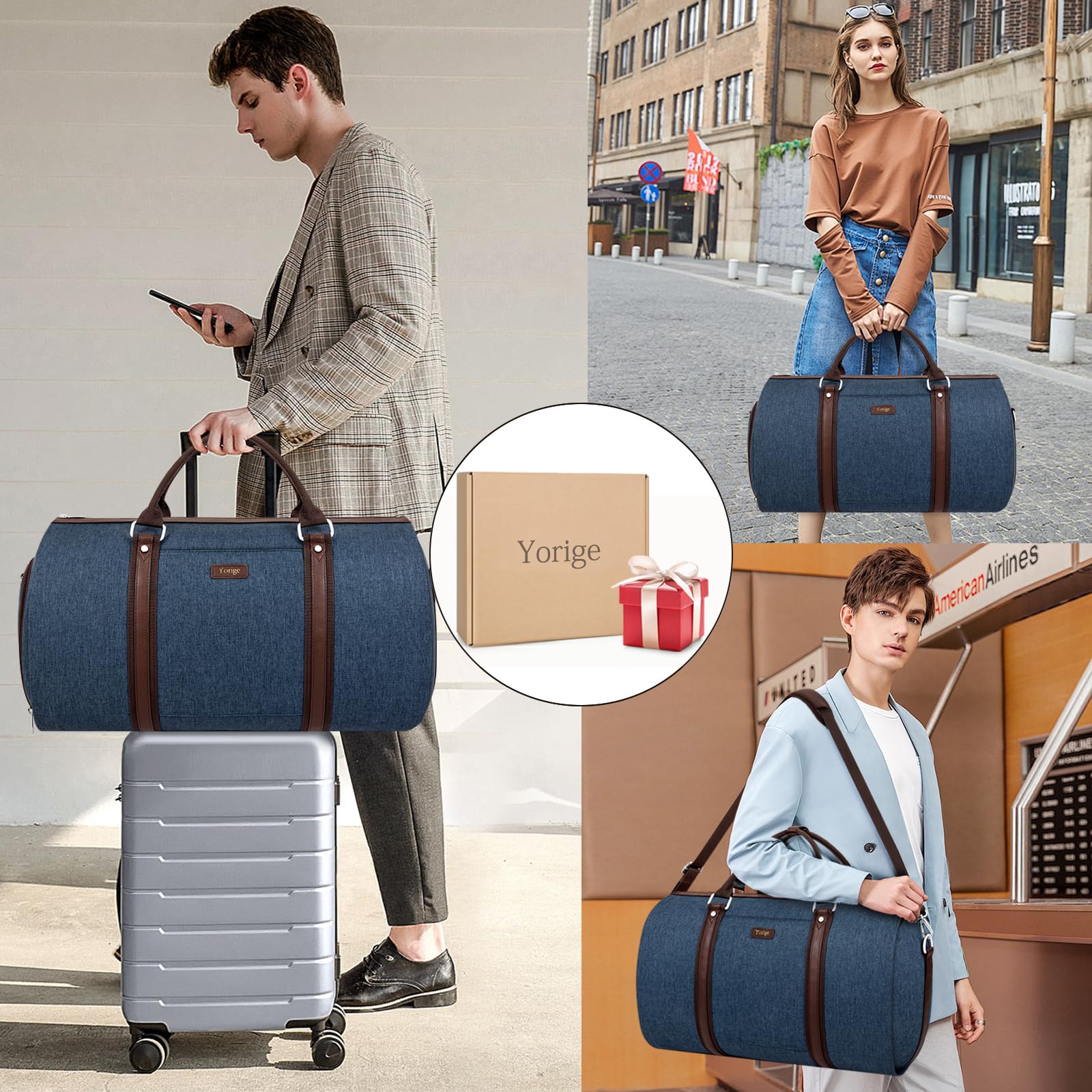 2-in-1 Convertible Travel Garment Duffle Bag Set for Men & Women - Large Carry-On Hanging Suit Dress Clothes Organizer with Detachable Crossbody Bag (4-Piece Set) | Perfect for Business Trips, Weekend Getaways & Gym Workouts