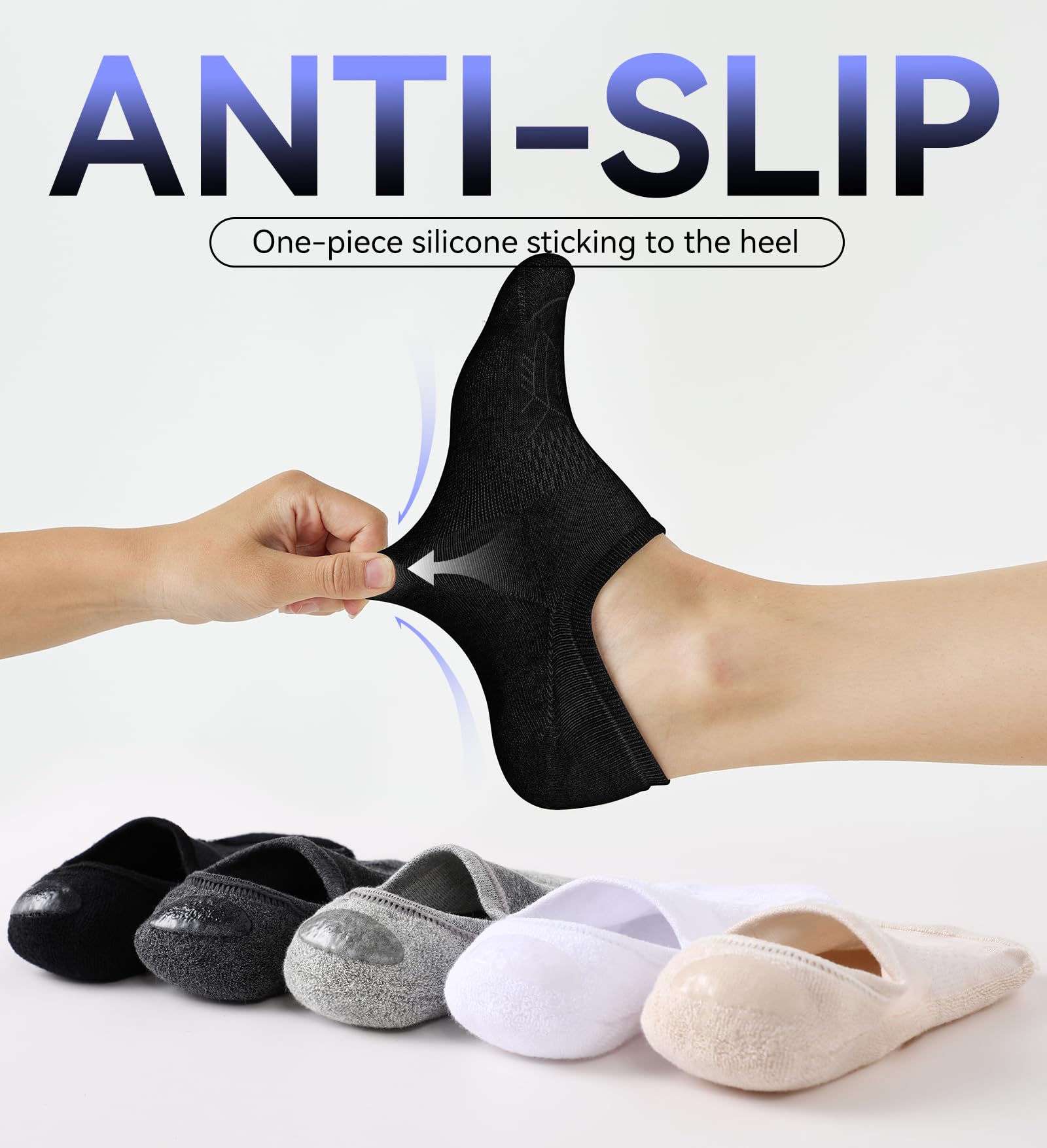 FITRELL Women's No Show Socks - Cotton Cushioned Athletic Invisible Socks (5-8 Pairs) for Running & Sneakers