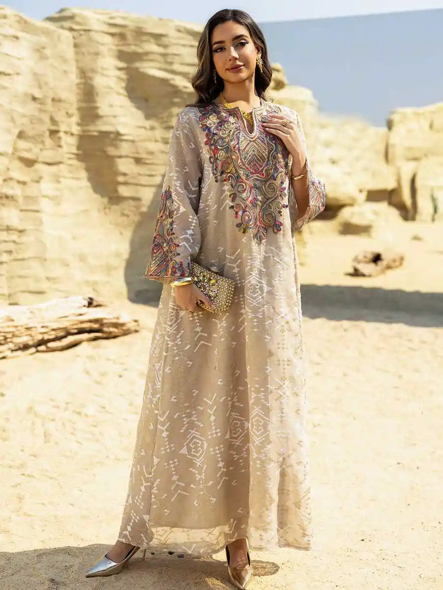 Elegant Eid Dress for Women - Doris Embroidery Caftan Kaftan Maxi Dress #25464 | Perfect for Eid Celebrations, Weddings & Special Occasions