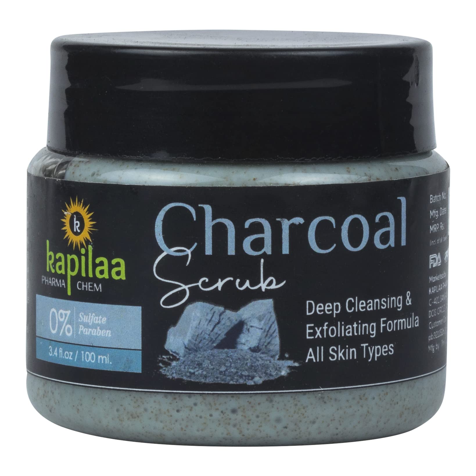 Kapilaa Pharma Chem Charcoal & Soothing Moisturizer Cream for Oily & Normal Skin - 100ml | Deep Cleansing & Hydration | Perfect for Daily Skincare Routine & Acne-Prone Skin