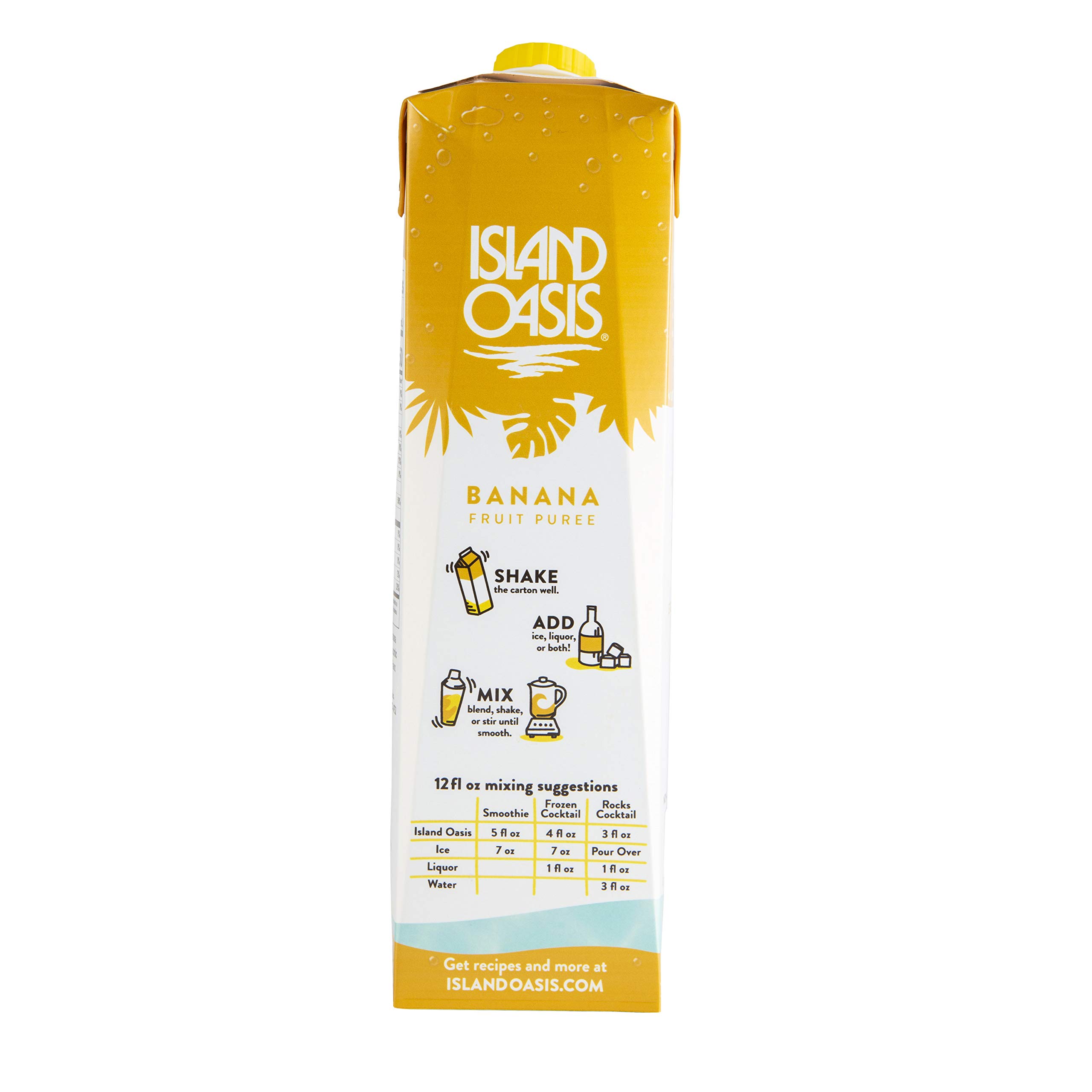 Island Oasis Banana Fruit Puree Beverage Mix - 33.9 Fl Oz (Pack of 12) | Smoothie Base, Cocktail Mixer & Frozen Drink Concentrate for Restaurants, Bars & Home Use