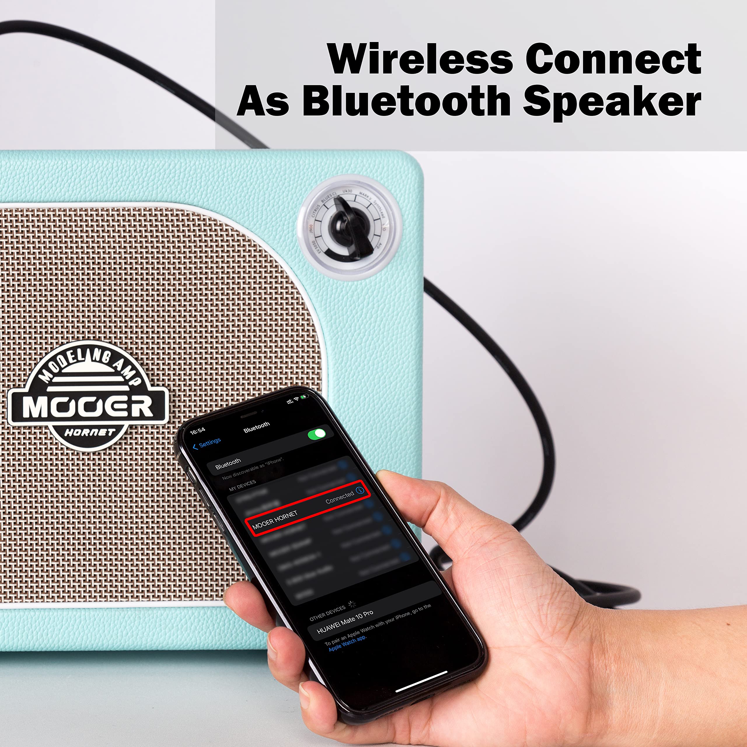 MOOER 15W Guitar Amplifier Combo with 9 Digital Amp Models - Hornet Black & Blue | Portable Electric Guitar Amp for Home Practice, Studio Recording & Live Performances