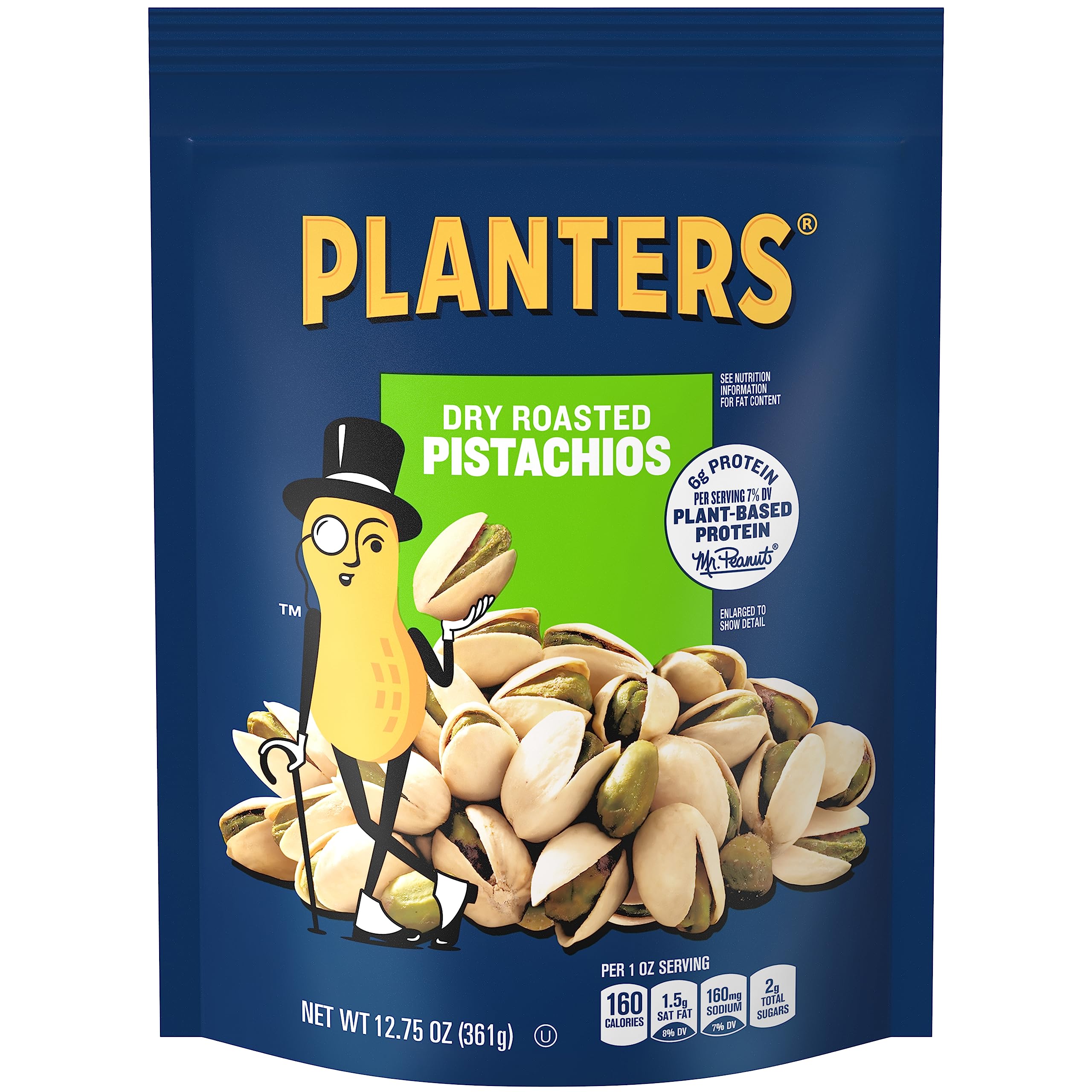 PLANTERS Dry Roasted Pistachios, 12.75 oz Bag | Healthy Snack Nuts | Perfect for Office, Hiking & Party Snacking