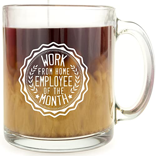 Funny Work From Home Employee of the Month Coffee Mug - 13oz Large Ceramic Cup for Women & Men - White Gift Box Included - Perfect Office Gift for Boss, Coworkers & Friends - Great for Remote Work, Virtual Meetings & Home Office Use