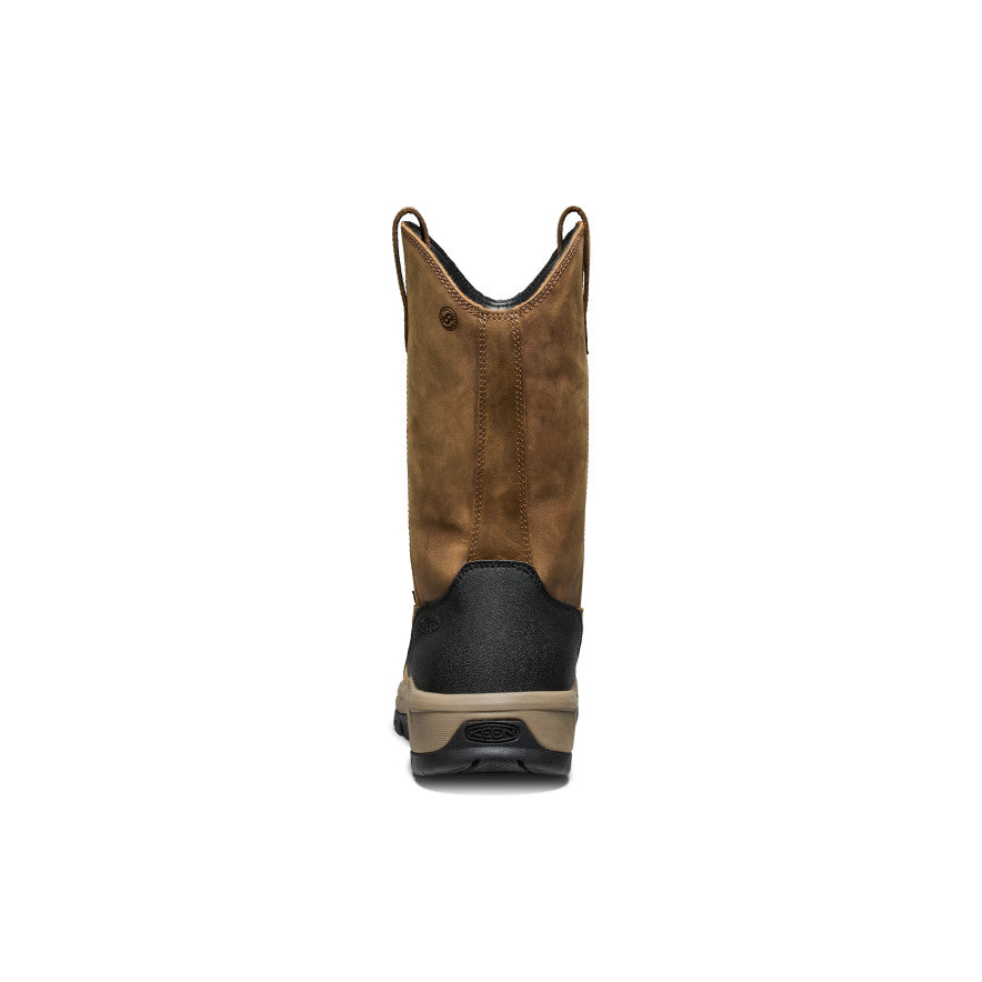 Men's Evanston Pull-On Waterproof Work Boot with Carbon Toe - Bison/Black - Ideal for Construction, Hiking & Outdoor Activities