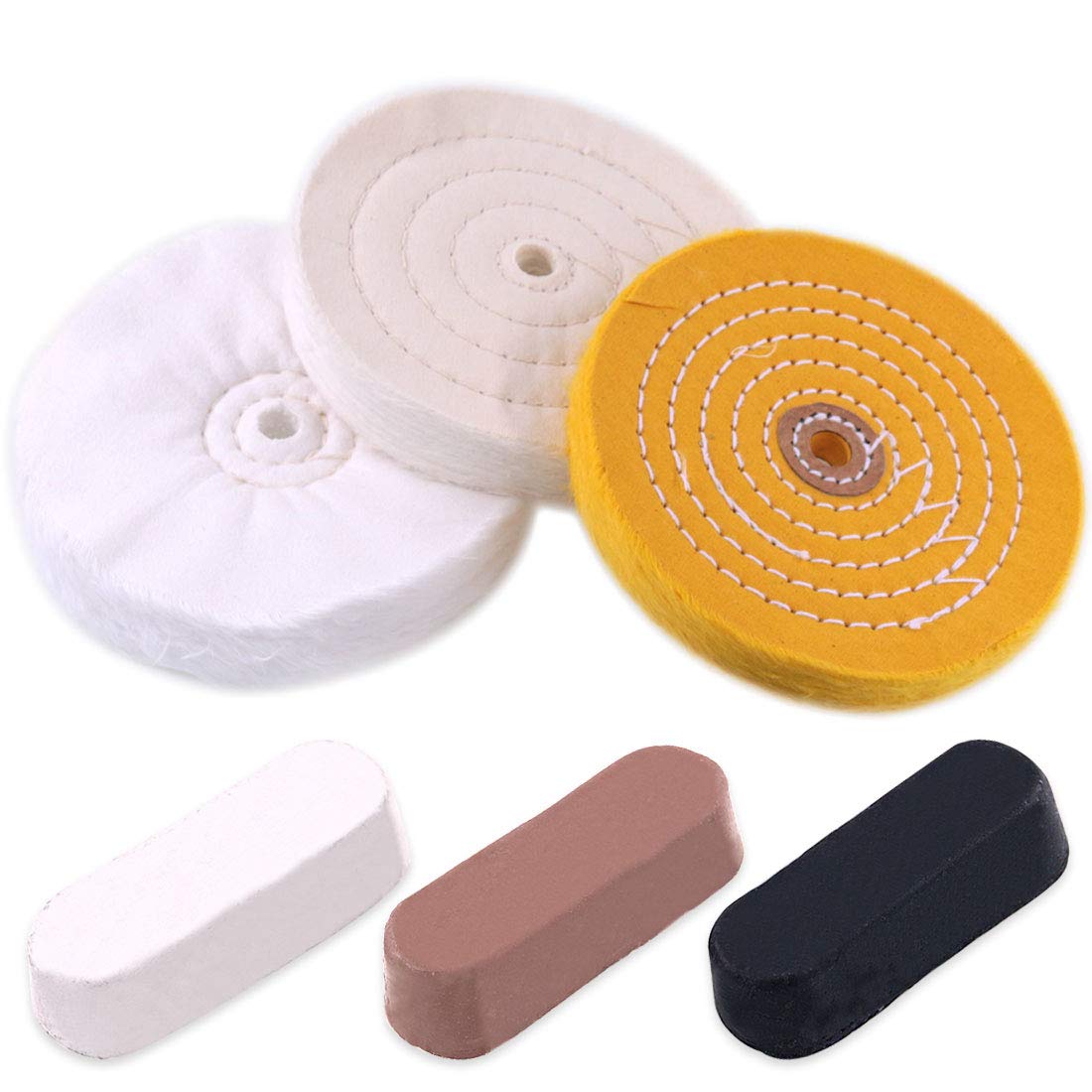 6 Piece Buffing and Polishing Kit - 6 Inch Buffing Wheels with 1/2