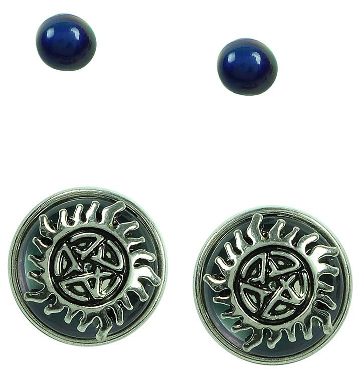 Supernatural Join The Hunt Earring Set - 4 Pack Gothic Jewelry for Fans | Perfect for Cosplay, Halloween & TV Show Themed Parties