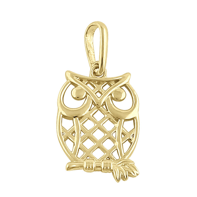 14K Solid Yellow Gold Trendy Owl Pendant Necklace - Elegant Jewelry Gift for Women, Perfect for Birthday, Anniversary & Everyday Wear