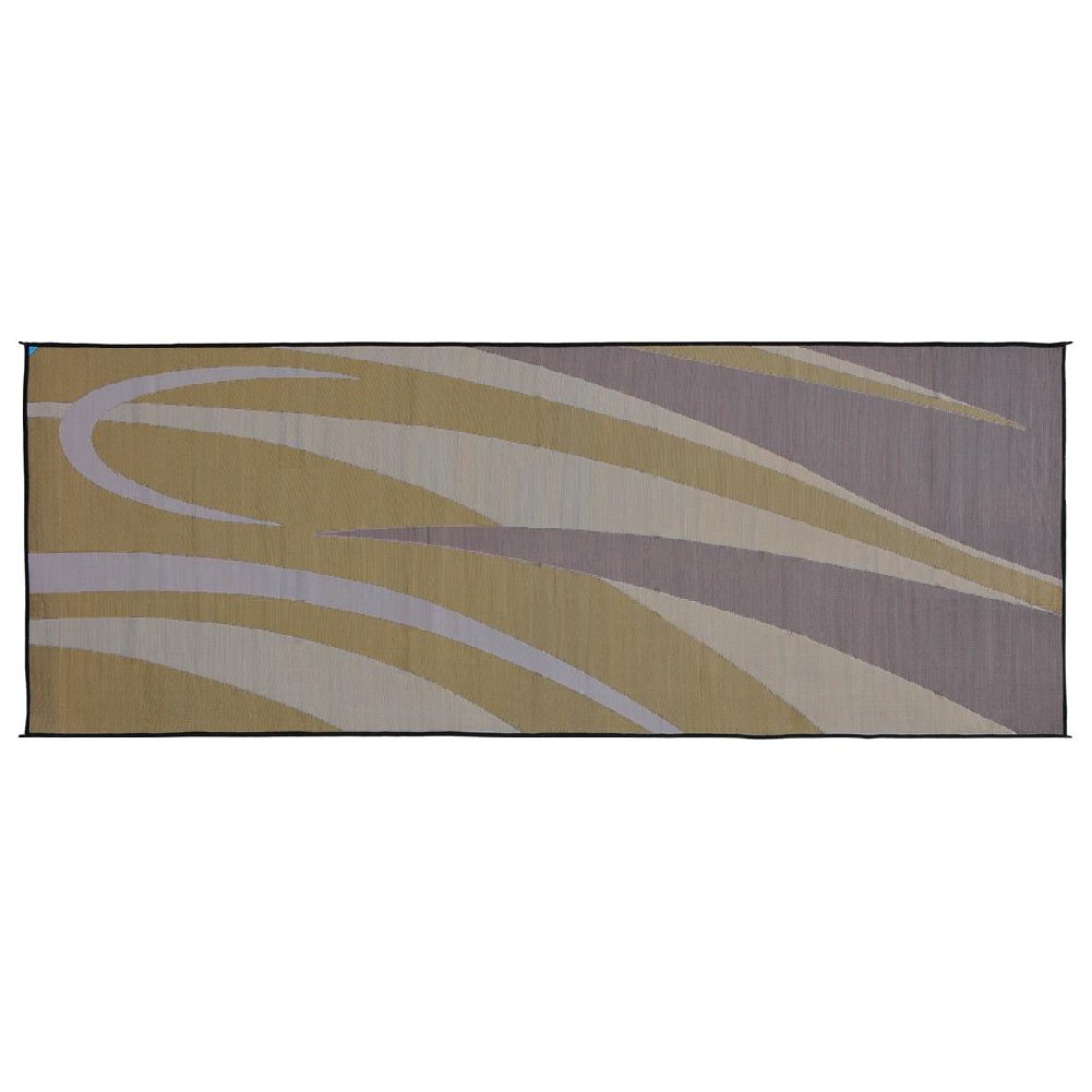 Stylish Camping Reversible Graphic Patio Mat - 8' x 20', Brown/Gold by Ming's Mark GC7 - Perfect for Outdoor Picnics, Beach Trips & Backyard BBQs