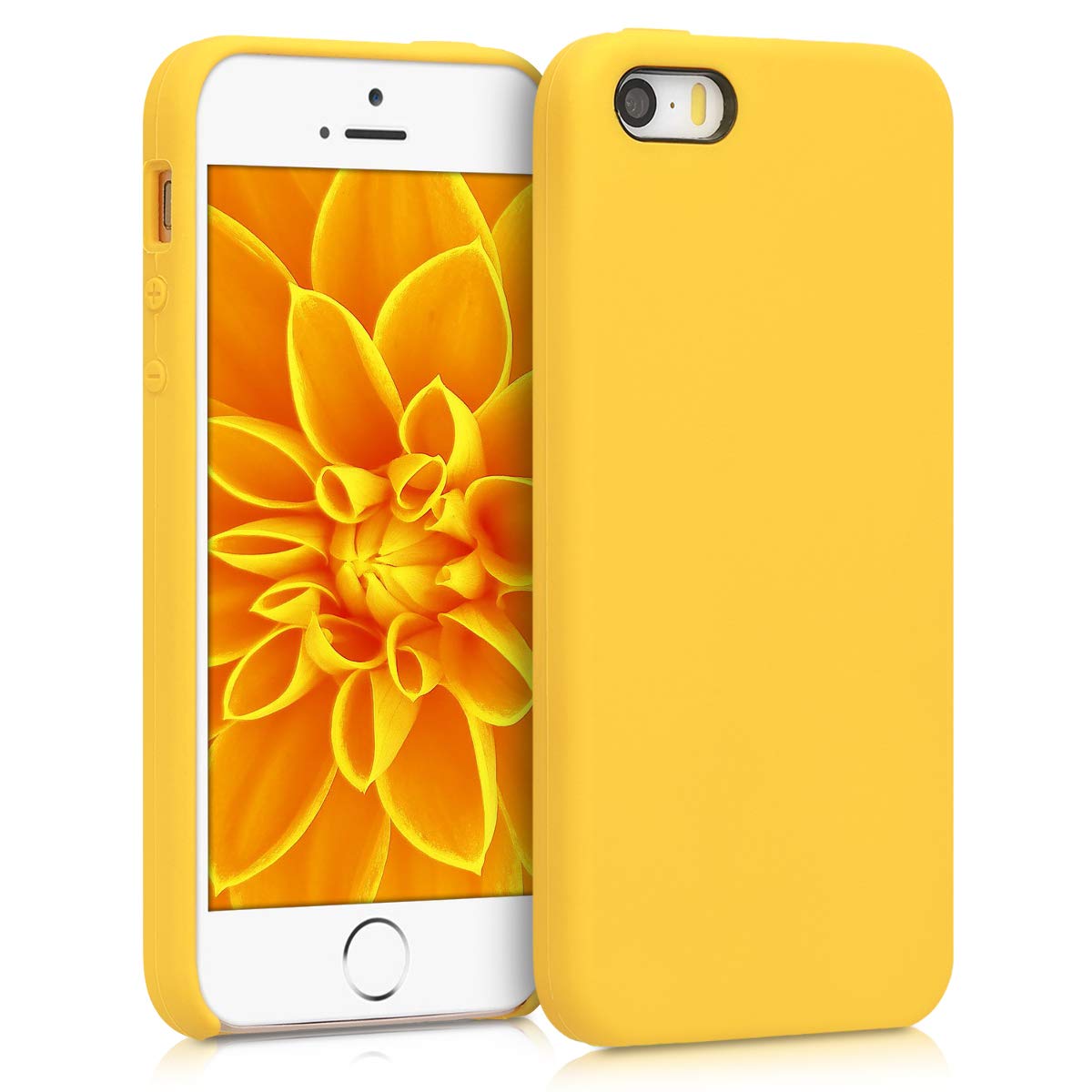 kwmobile Soft TPU Silicone Protective Case for Apple iPhone SE (1st Gen 2016) / iPhone 5 / iPhone 5S - Shockproof Phone Cover in Radiant Yellow - Perfect for Everyday Protection & Style