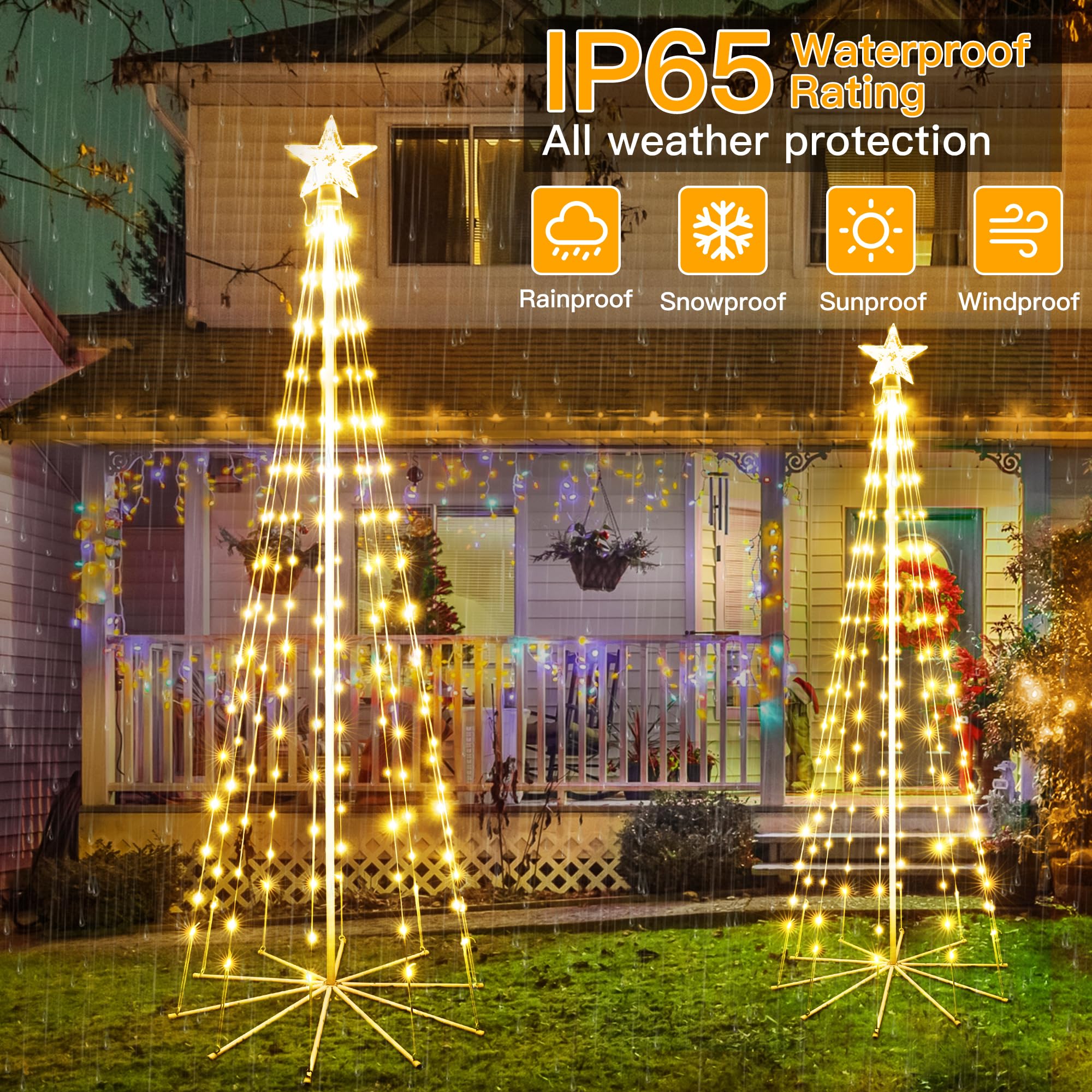 ShineShine 140 LED Christmas Tree Lights - Warm White Waterproof Outdoor/Indoor Holiday Decor with 8 Lighting Modes | Perfect for Xmas Tree, Yard, Porch & Home Decoration