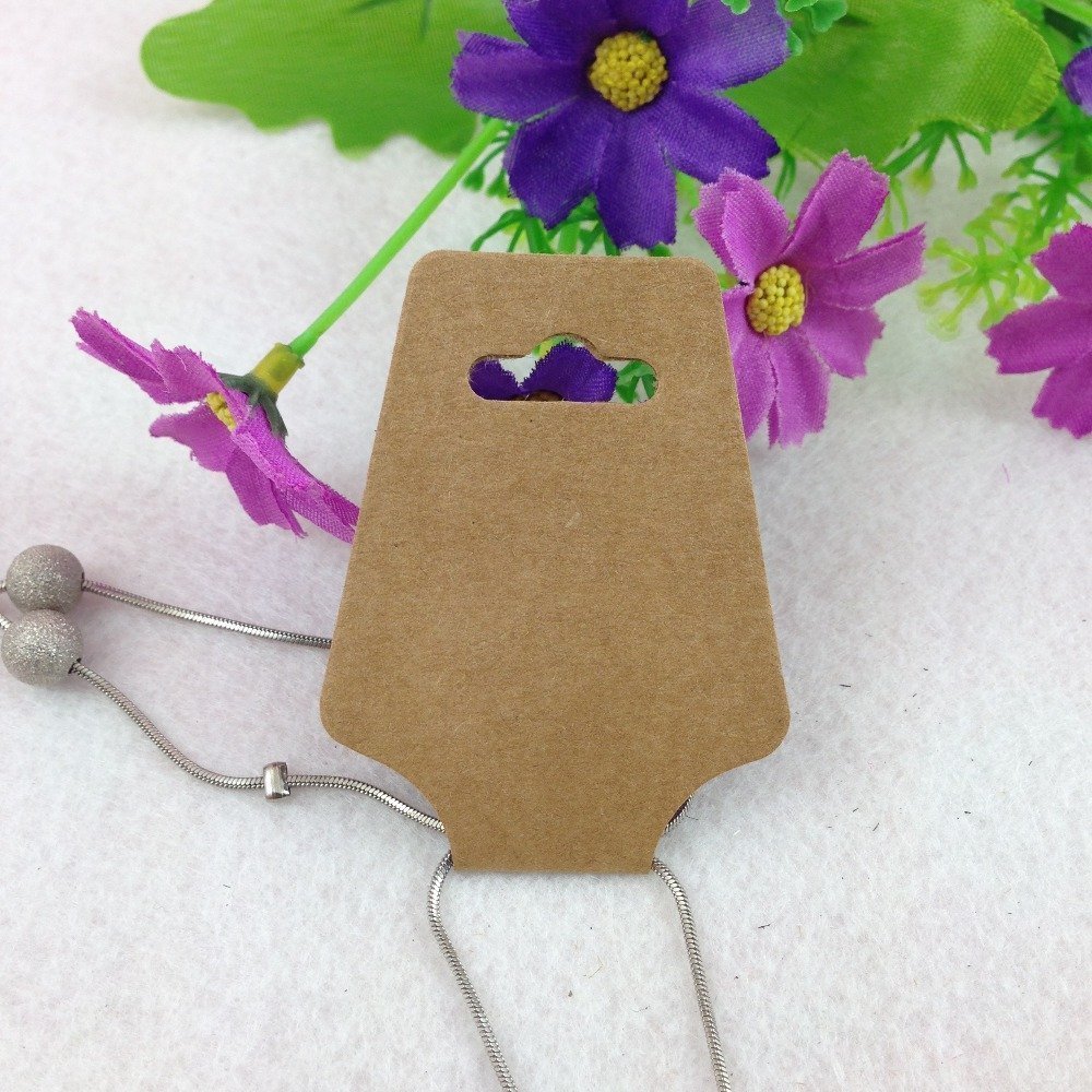 AKOAK 100 Pcs 9x4.5cm Blank Brown Kraft Paper Necklace Display Cards - Jewelry Hanging Display Cards for Bracelets, Earrings & Pendants - Perfect for Retail Stores, Craft Shows & Boutique Displays