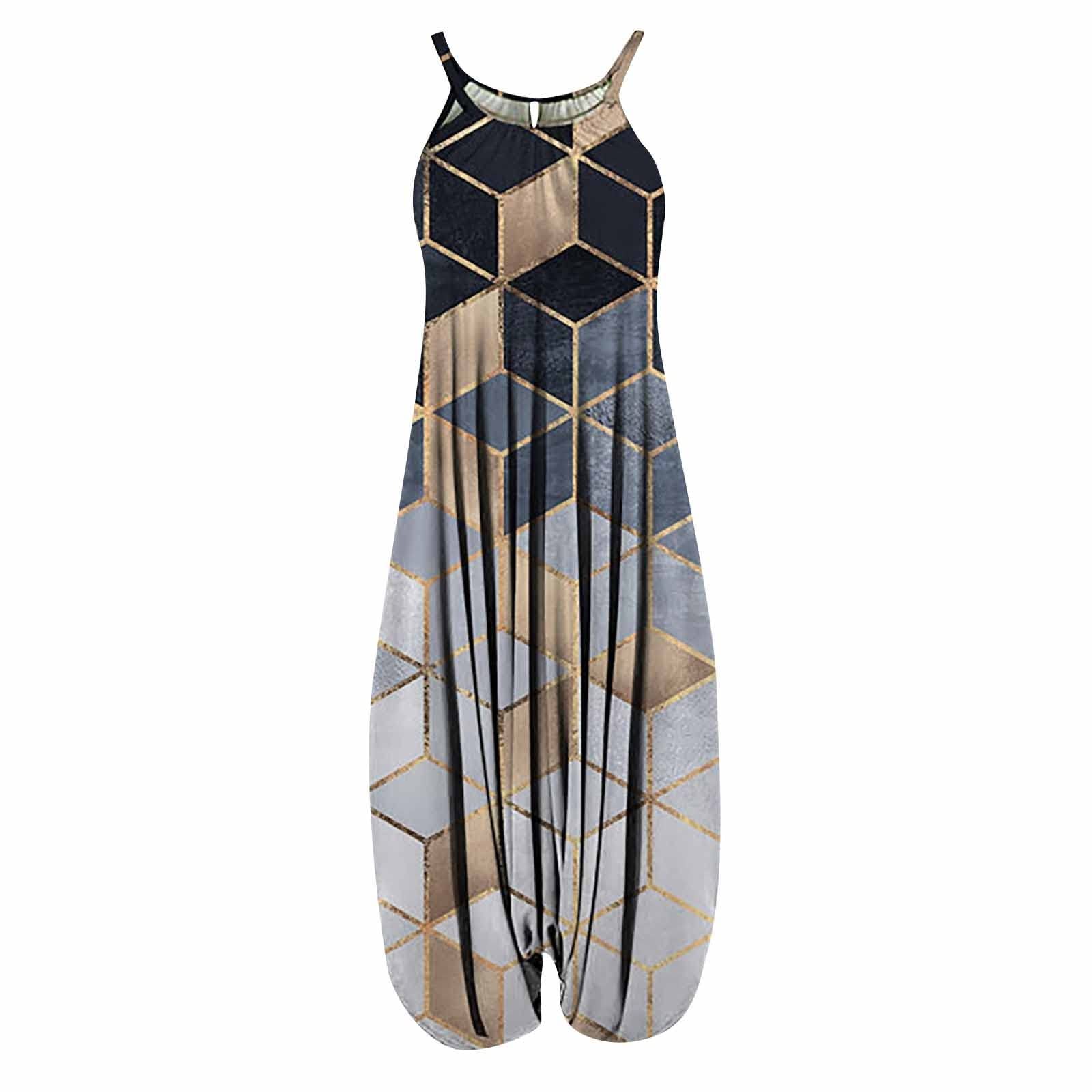 Vintage Halter Dresses & Belted Wide Leg Jumpsuit - Backless Summer Romper with Adjustable Straps (Sizes S-5XL) | Perfect for Beach Vacations, Music Festivals & Casual Outings