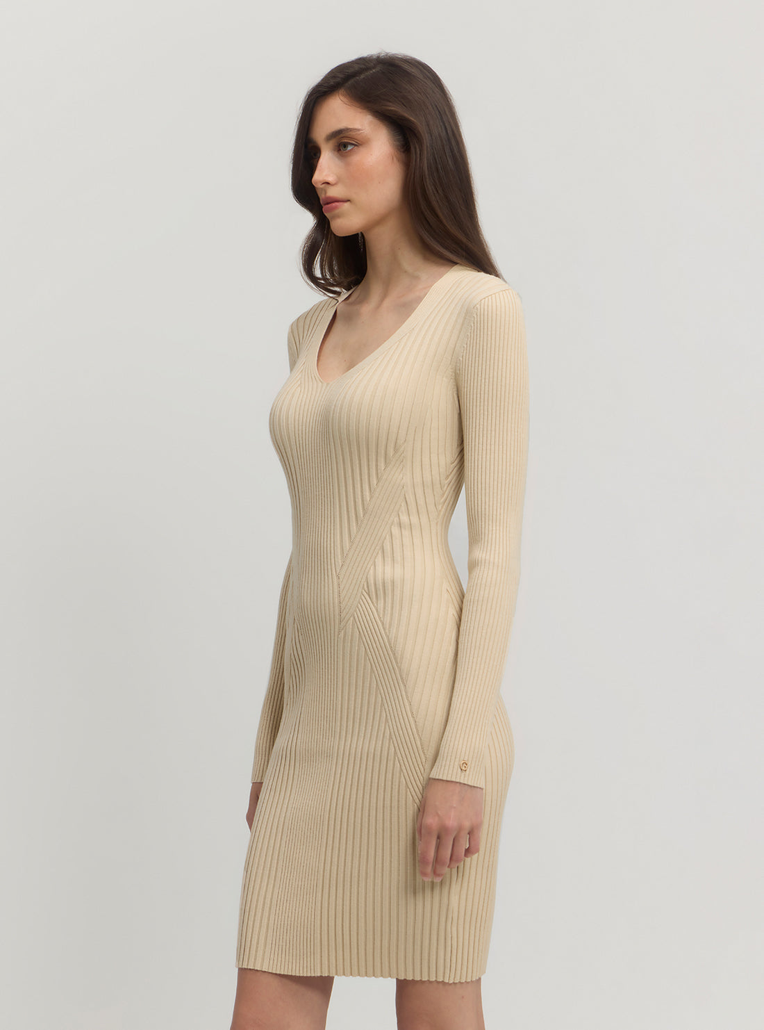 Beige Isabella Knit Midi Dress for Women - Soft Stretchy Comfortable Casual Summer Dress - Perfect for Brunch, Date Night & Beach Vacations