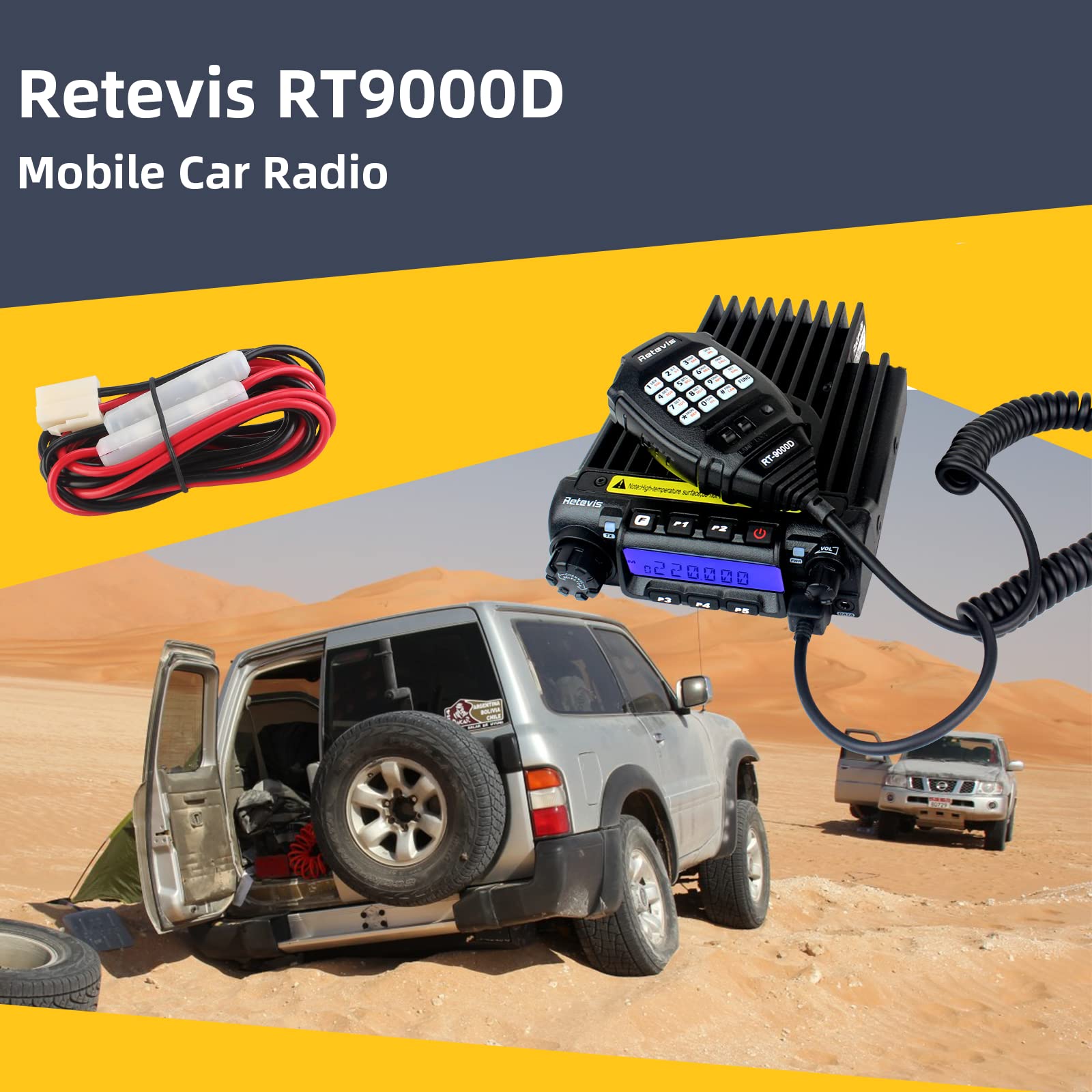Retevis RT9000D Long Range Two Way Radio - 200 Channel Mobile Ham Radio with Chirp, DTMF & Voice Companding - Vehicle Travel & Emergency Communication (1 Pack)