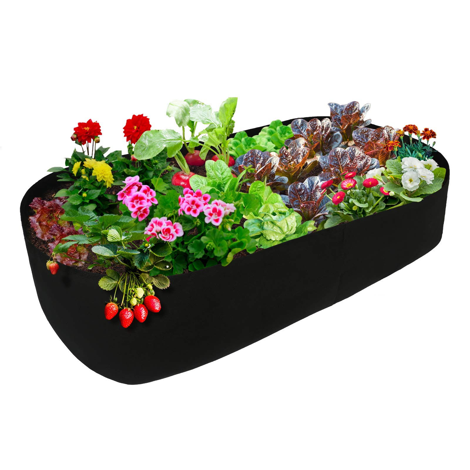 Firlar 35.4x70.8 Inch Black Fabric Raised Garden Bed - Durable Planting Grow Bag for Herbs, Flowers, Vegetables | Perfect for Patio, Balcony & Backyard Gardening