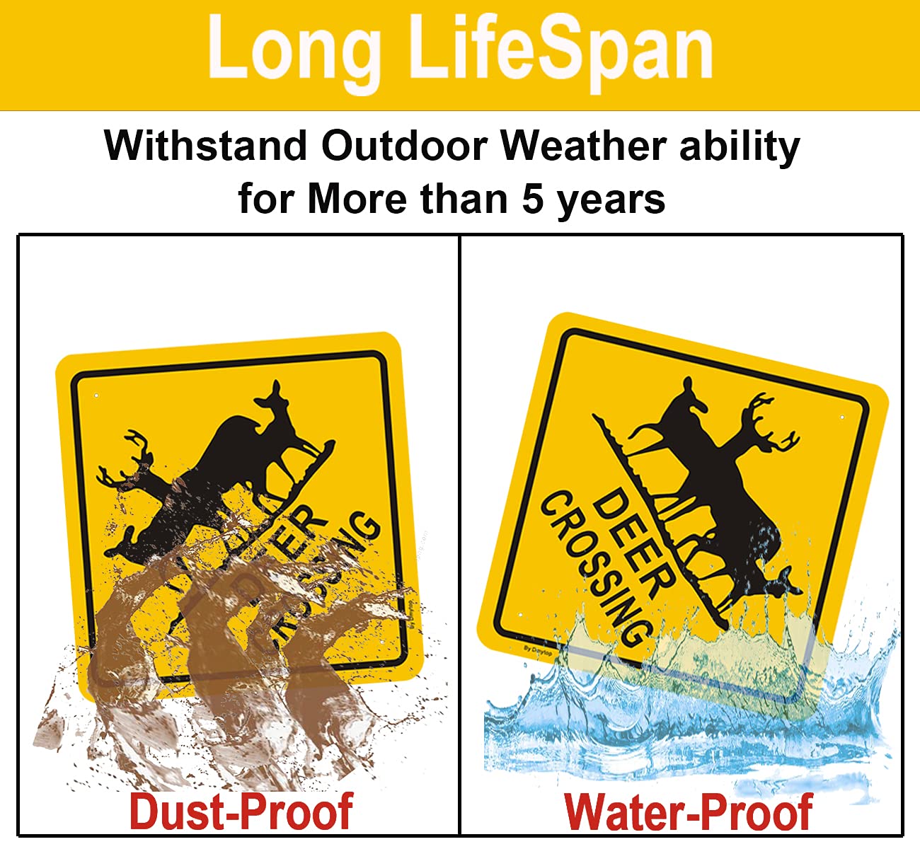 Deer Crossing Sign - 12x12 Inch Reflective Aluminum Road Sign for Wildlife Safety, Rustproof & Weatherproof - Easy Mounting for Indoor/Outdoor Use - Perfect for Highways, Parks & Rural Areas
