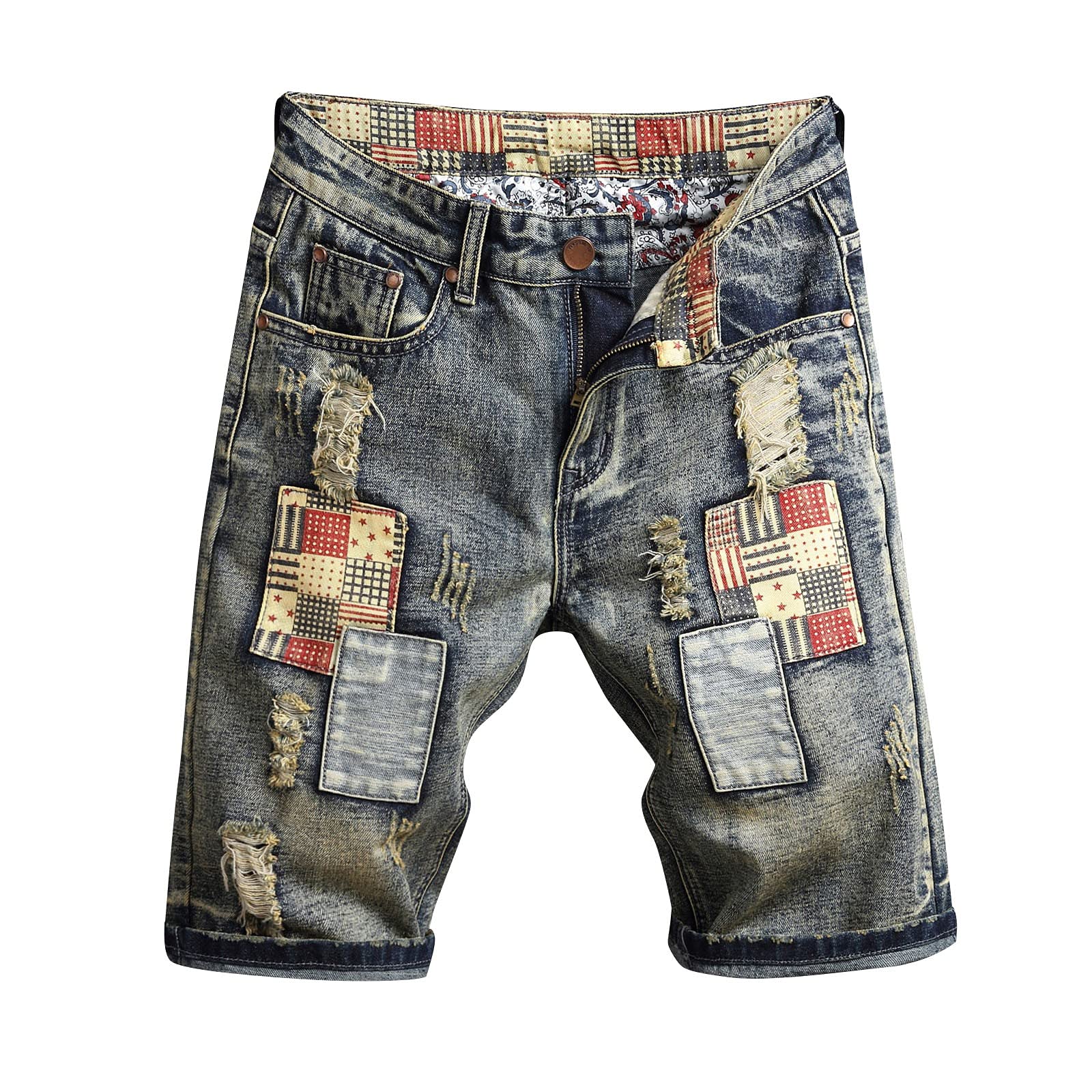 Vintage Distressed Denim Shorts for Men - High-Quality Casual Jeans for Winter | Perfect for Streetwear & Layering in Cold Weather