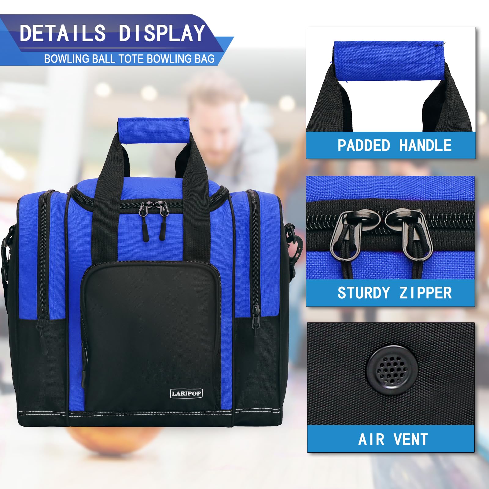 2022 Premium Single Bowling Ball Bag with Padded Holder - Fits Men's Size 14 Shoes & Bowling Accessories - Perfect for League Play & Practice Sessions