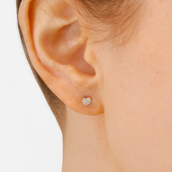 Diamond Pavé Heart Stud Earrings in Gold - Perfect for Valentine's Day Gifts & Anniversary Jewelry