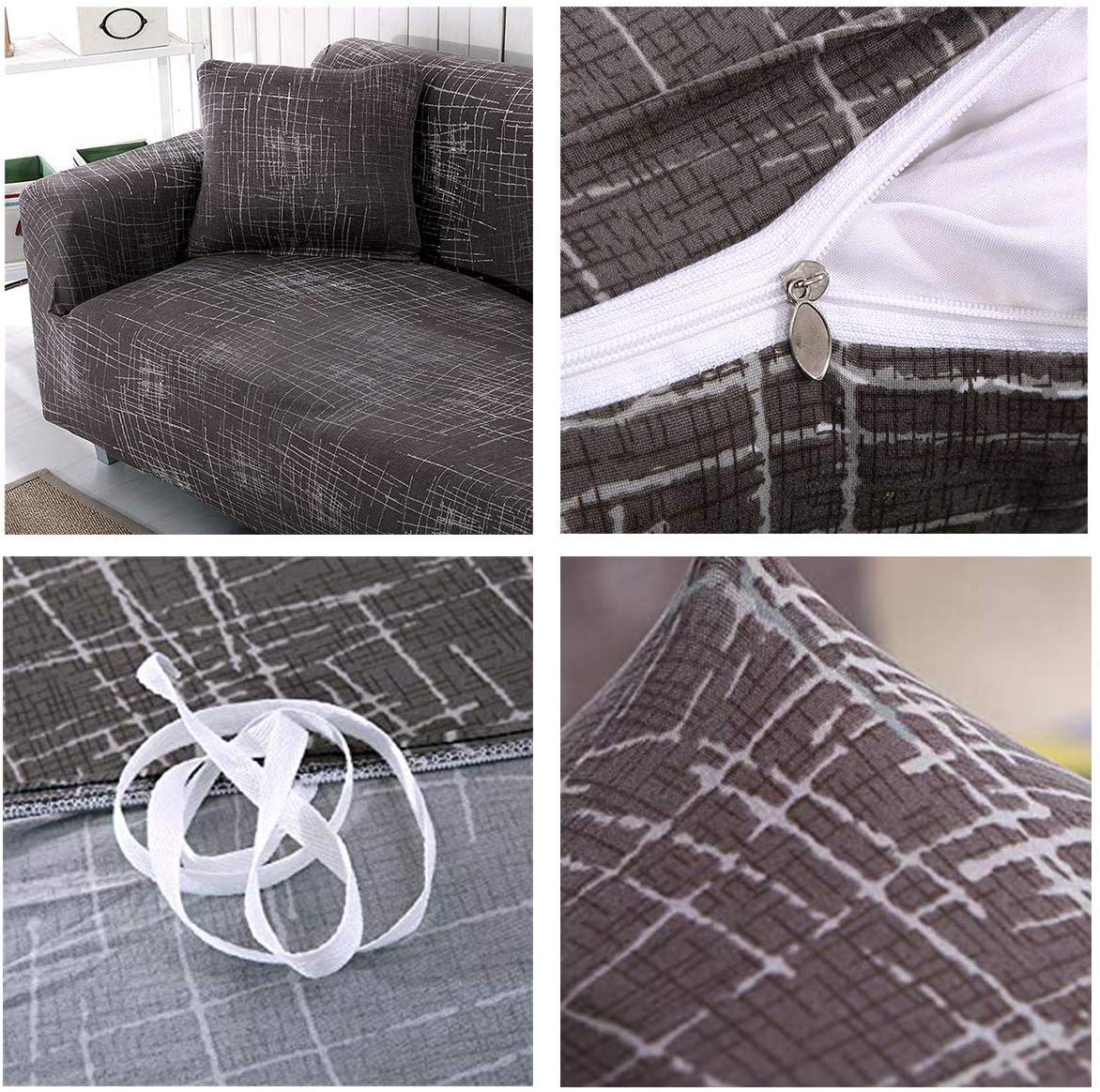 Stretch Spandex L-Shaped Sectional Sofa Slipcover - 3 Seater + 3 Seater Couch Cover for 2-Piece Furniture Protector - Pet & Kid Friendly - Perfect for Living Room, Family Room & Home Theater