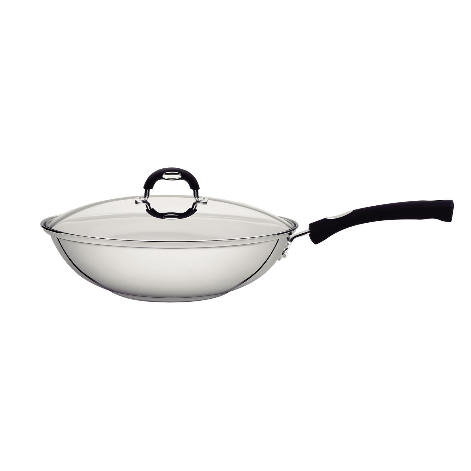 Tramontina Stainless Steel Wok Pan with Solar Silicone Handle - 62138280 - Perfect for Stir-Frying, Sautéing, and Asian Cooking
