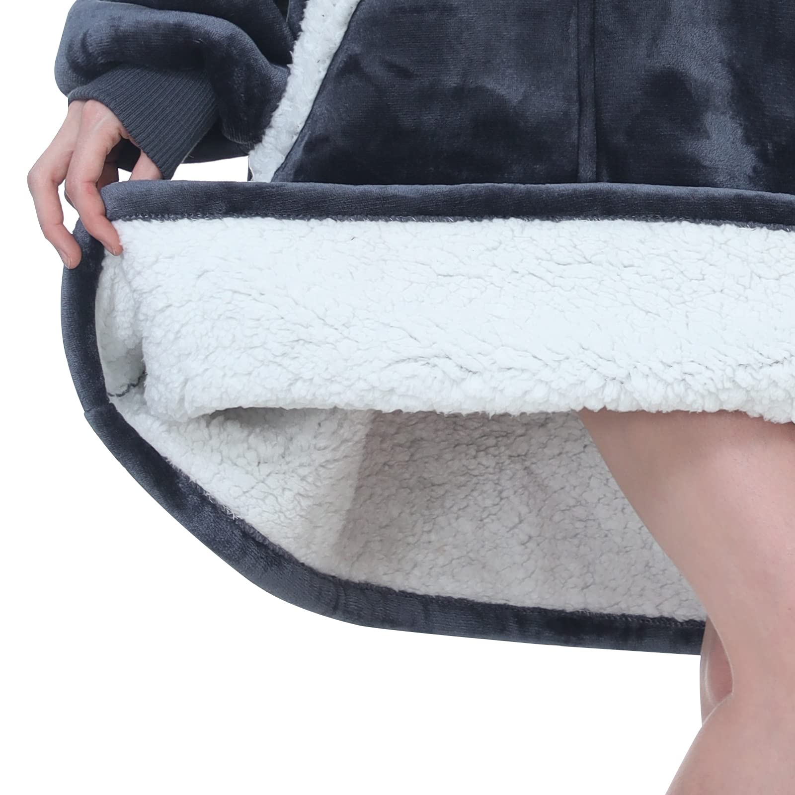 Kipswiza Wearable Blanket Hoodie - Oversized Sherpa Hooded Blanket Sweatshirt with Giant Pockets for Women, Men & Teens | Warm Fleece Lounge Wear for Home, Gifts for Mom & Friends | Dark Gray | Cozy for Movie Nights & Winter Relaxation