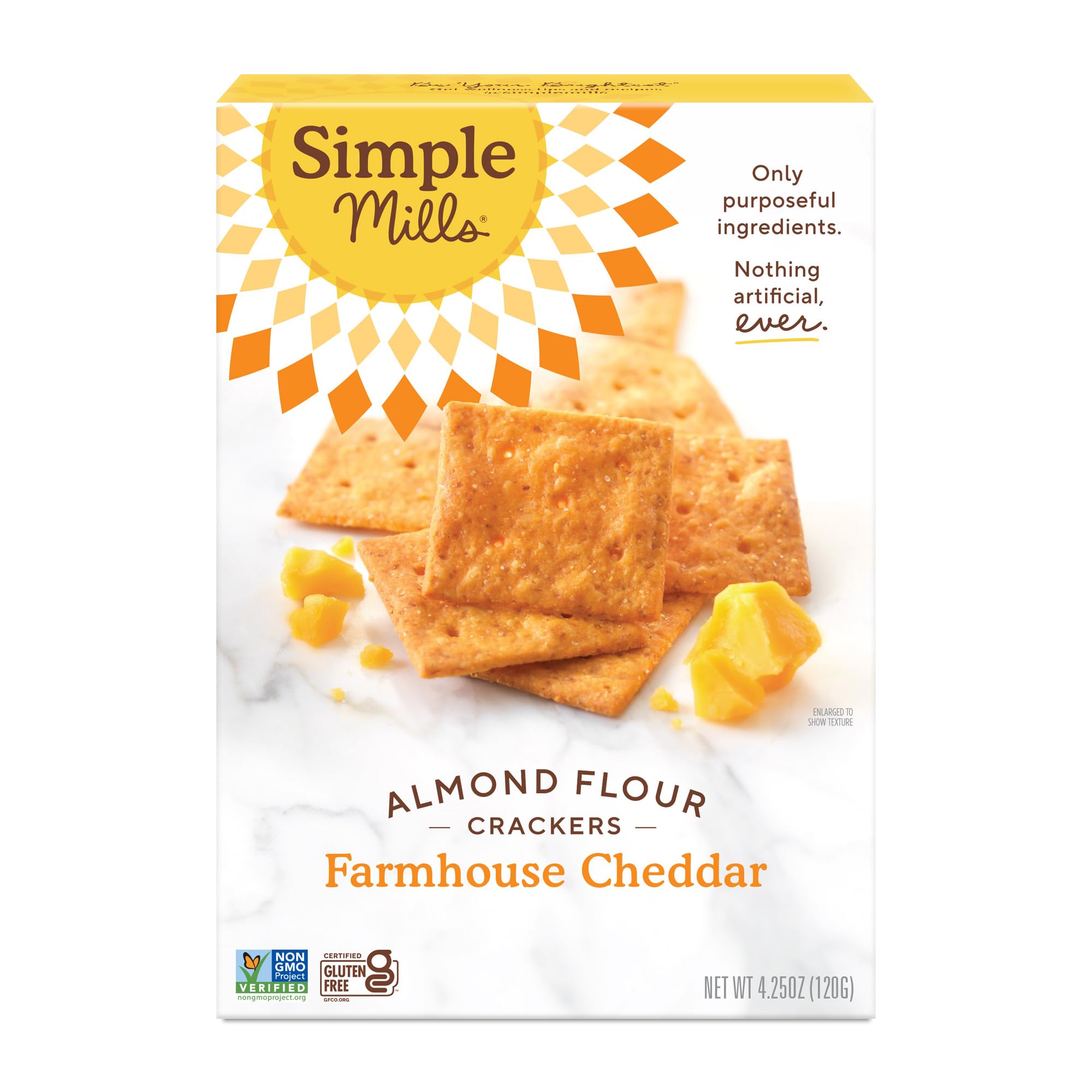Simple Mills Almond Flour Crackers, Farmhouse Cheddar - Gluten Free, Healthy Snacks, 4.25 Oz (Pack of 1) | Keto-Friendly, Paleo, Vegan | Perfect for Lunchboxes, Parties & On-the-Go Snacking