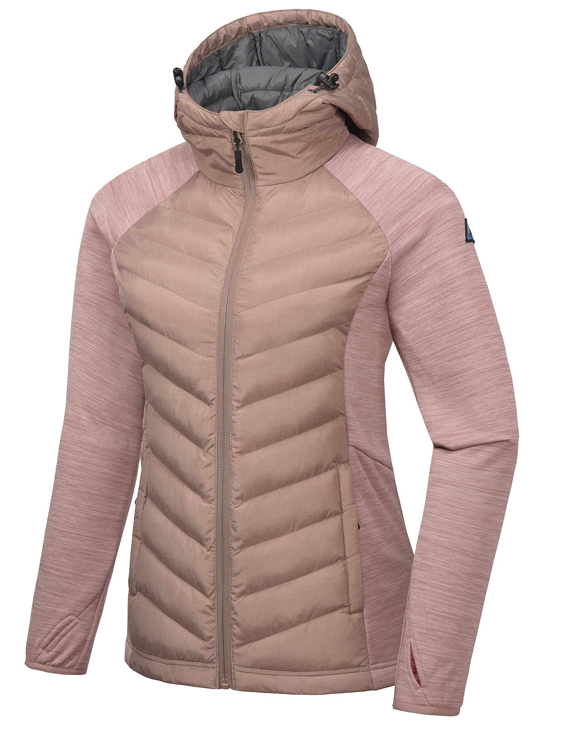 Mapamyumco Women's Insulated Hiking Jacket - Lightweight Thermal Running Hybrid Jacket with Hood, Waterproof & Breathable for Outdoor Activities | Perfect for Hiking, Camping, and Winter Sports