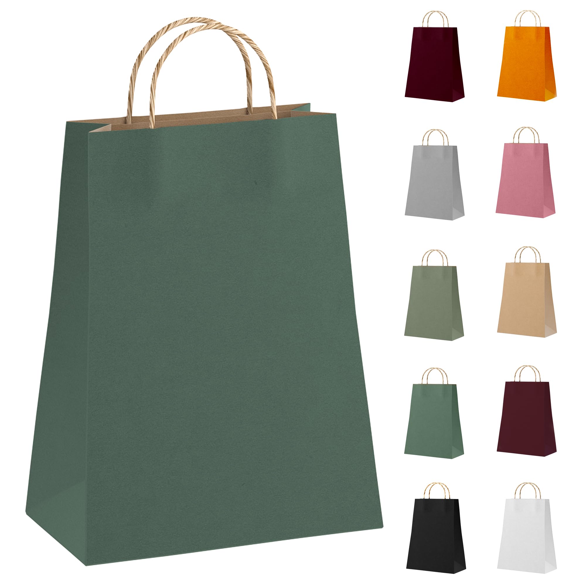 Dark Teal Kraft Paper Bags with Handles - Pack of 50 for Gifts & Shopping