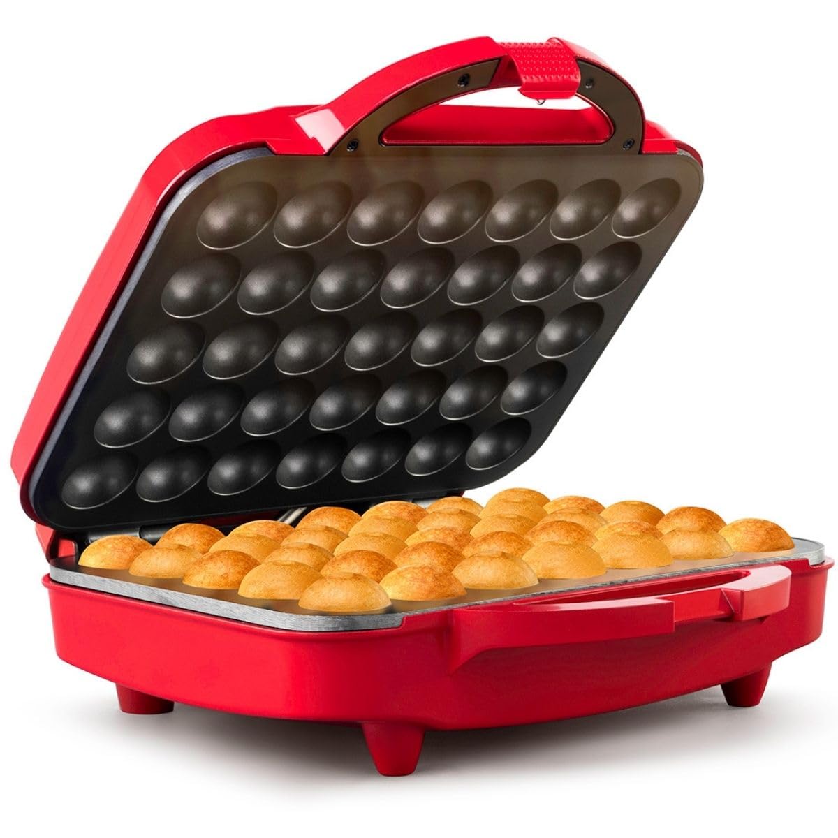 Holstein Housewares Cake Pop Maker - Non-Stick Coating, Makes 35 Cake Pops, Red - Perfect for Birthday Parties, Holiday Treats & Kids Baking Activities | Great for Home, School Events & Dessert Making