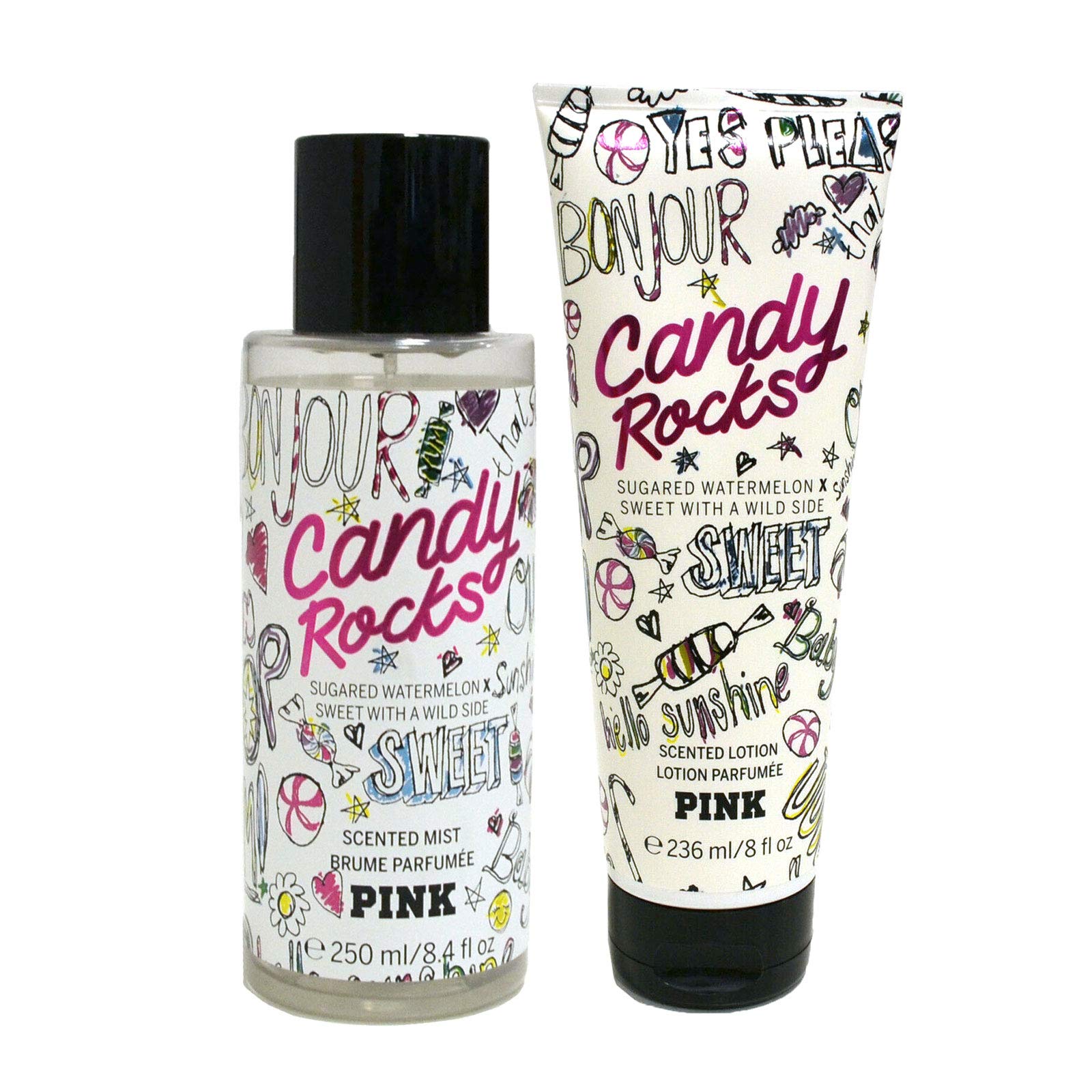 Victoria's Secret Pink Candy Rocks Body Mist & Lotion Gift Set for Women - Sweet Floral Fragrance, Moisturizing Body Care, Perfect for Daily Use, Gifts & Special Occasions