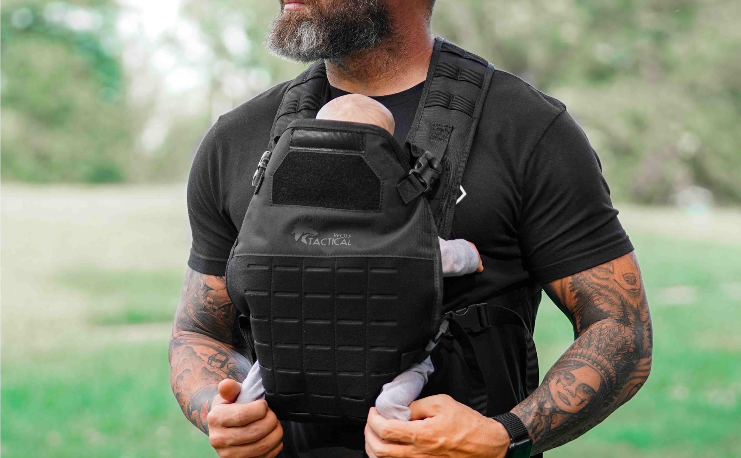 WOLF TACTICAL Military-Grade Baby Carrier for Men - Adjustable Infant & Toddler Carrier for Dads - Perfect for Hiking, Travel & Everyday Parenting