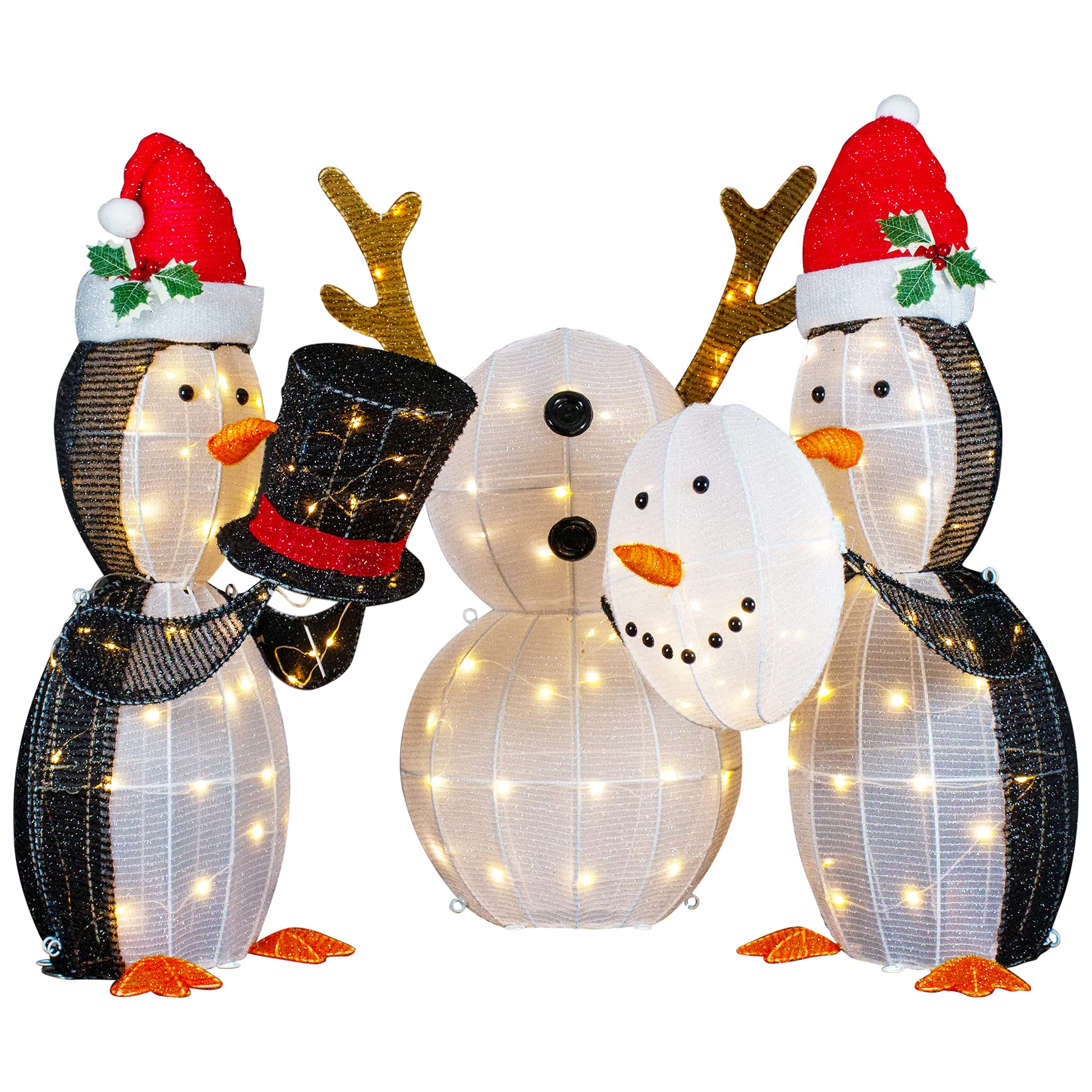 3-Pack LED Lighted Penguin Snowman Outdoor Christmas Decorations - 35