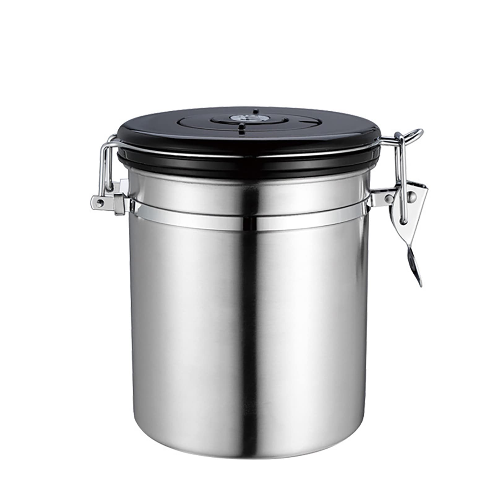 Premium Stainless Steel Coffee Container with Airtight Seal & Breather Valve - 34oz Coffee Beans Storage Jar with Scoop for Fresh Coffee, Tea, Nuts - Ideal for Kitchen, Pantry & Office Use