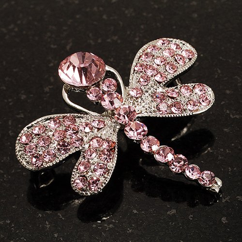 Elegant Small Pink Crystal Butterfly Brooch Pin - Silver Tone Jewelry for Women, Girls - Perfect for Dresses, Blazers, Hats & Gift Giving