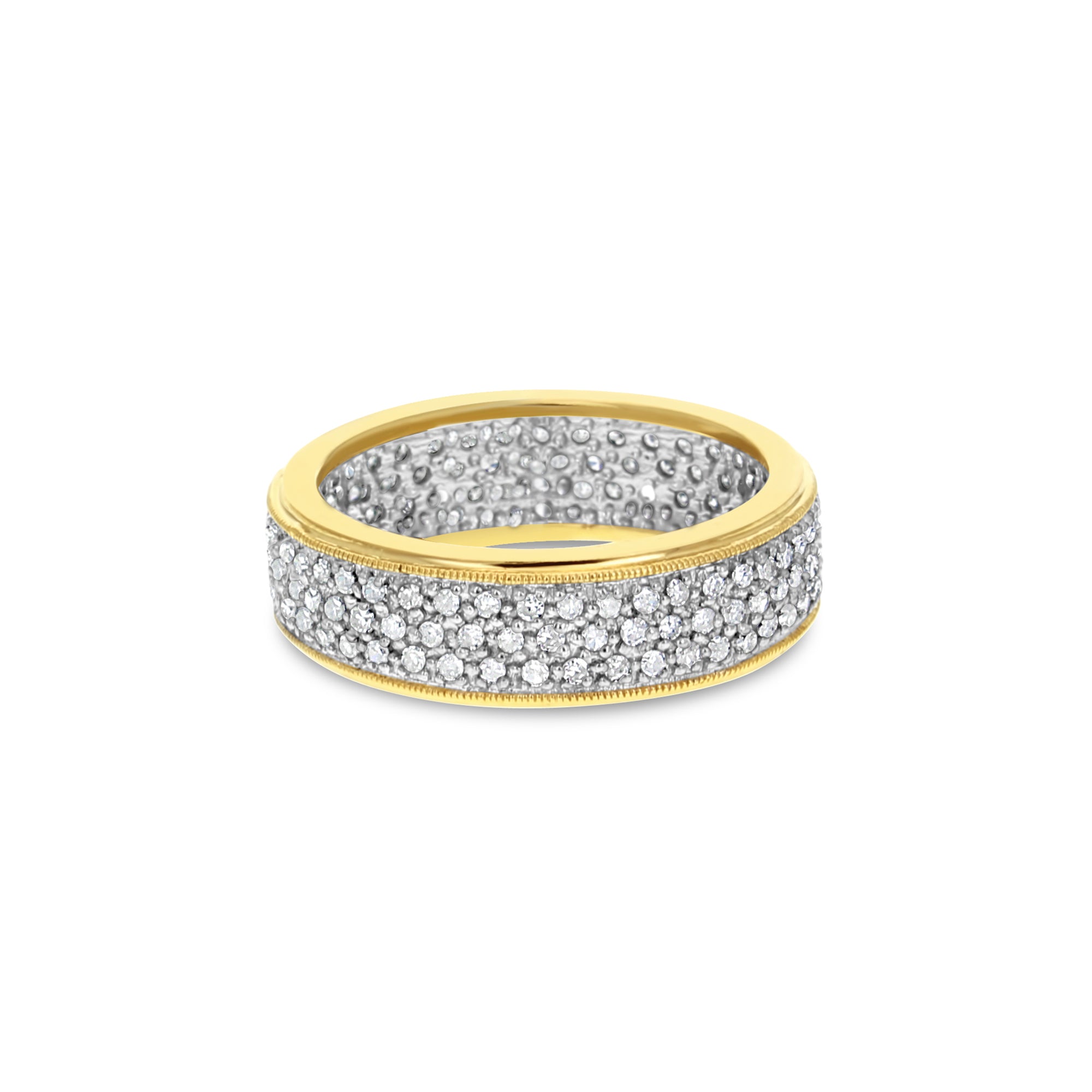 14K Two-Tone Gold Eternity Diamond Pave Wedding Band for Women - Perfect Engagement Ring & Anniversary Gift