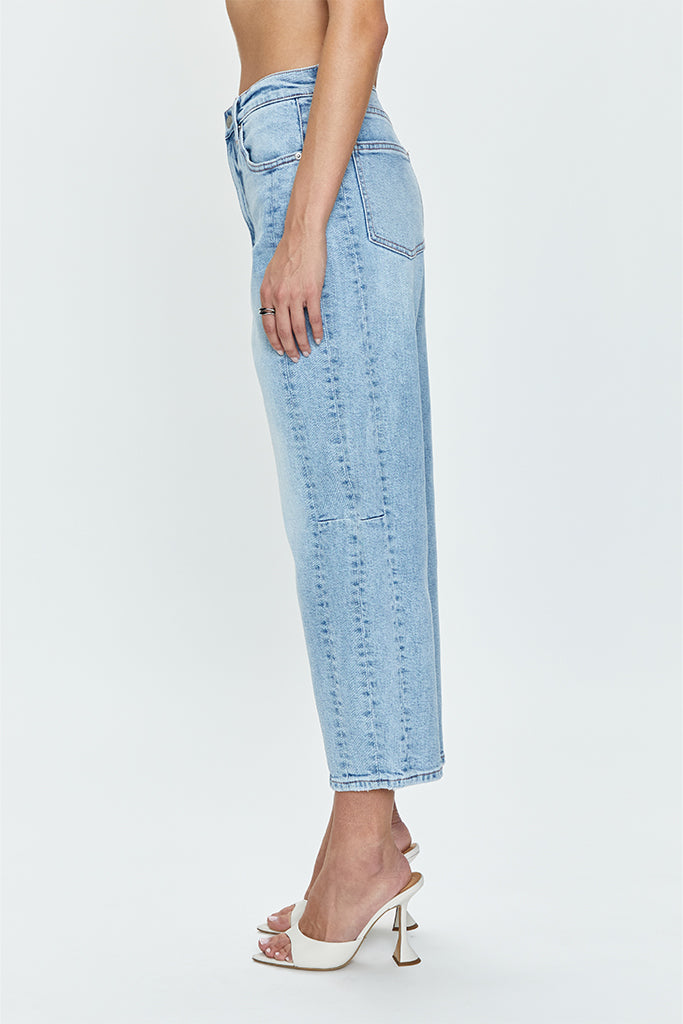 Eli High Rise Arched Leg Pistola Jeans - Sun Kissed Wash for Women | Perfect for Casual Outings, Date Nights & Office Wear
