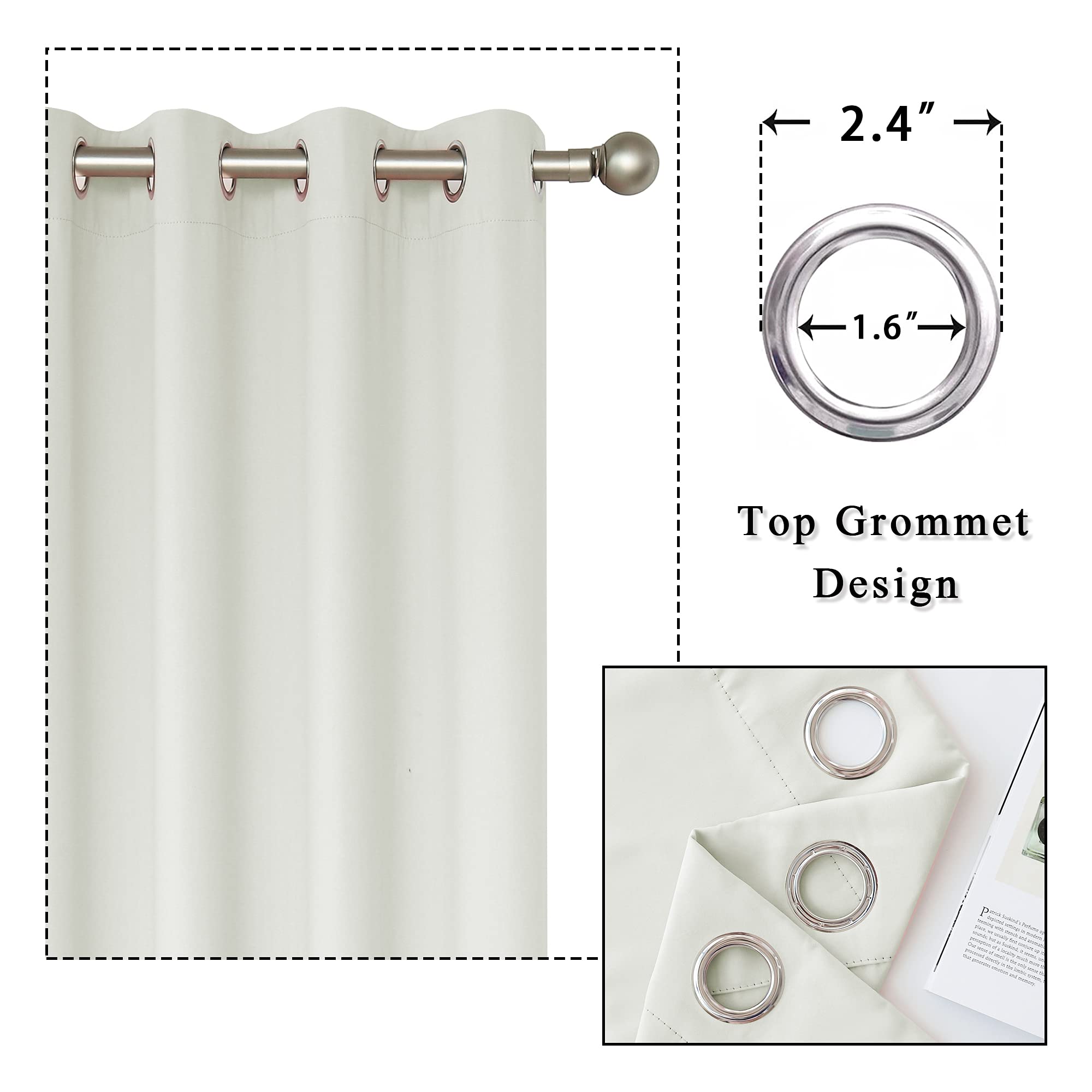 KEQIAOSUOCAI Ivory Room Darkening Curtains 72x84 Inches - Light Beige Blackout Drapes with Grommet Top for Bedroom & Living Room (2 Panels) | Perfect for Extra Wide Windows, Home Decor & Light Control